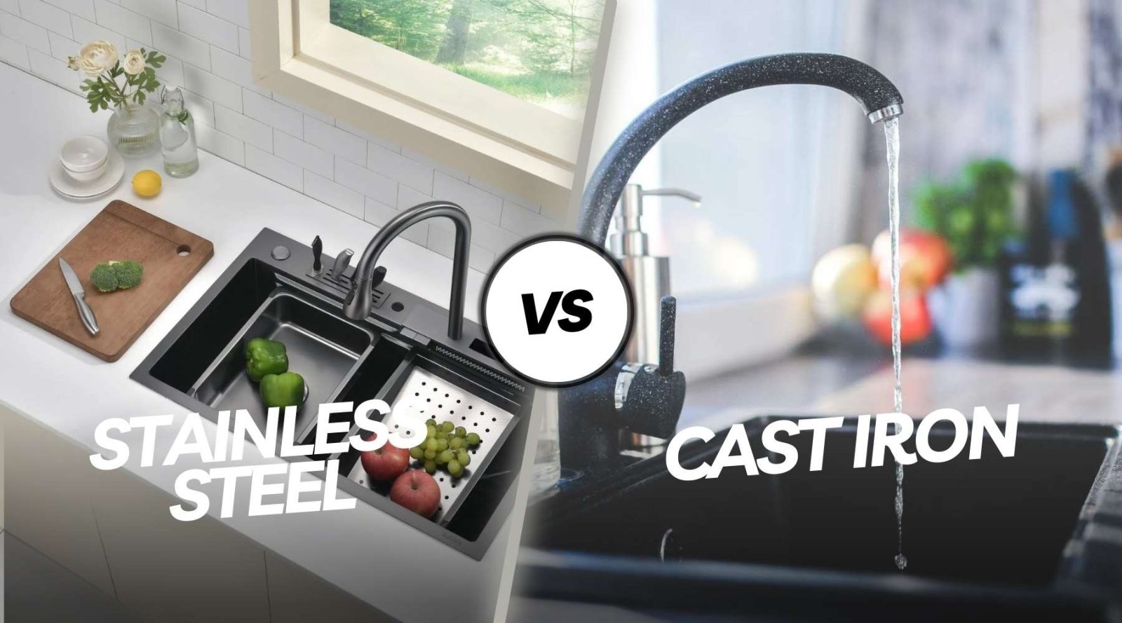 Comparing Stainless Steel vs. Cast Iron Kitchen Sinks - Lefton Home