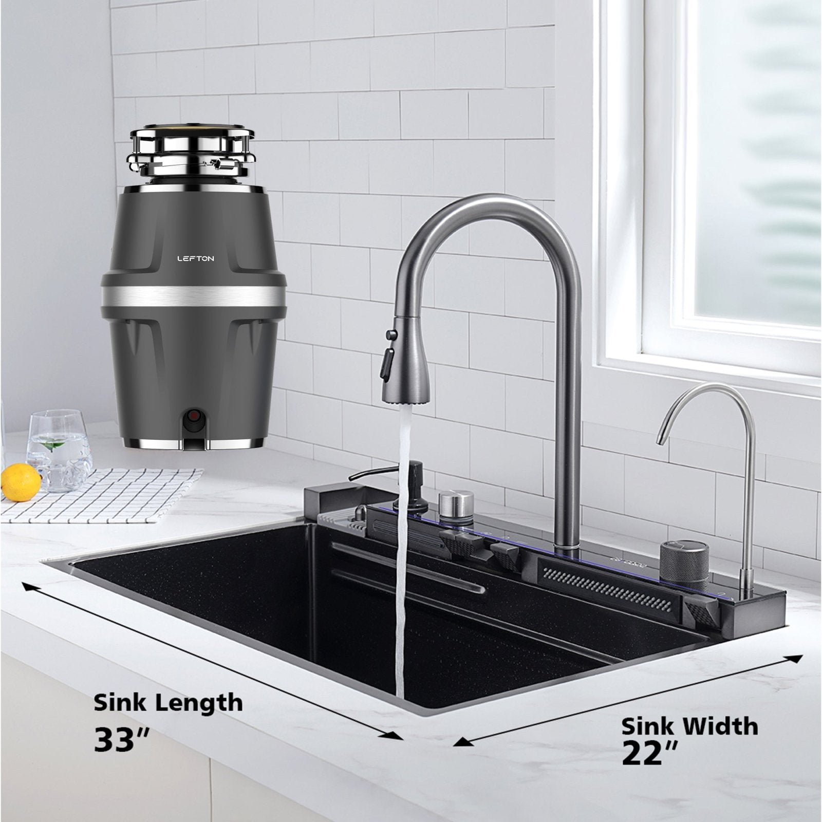 Lefton 33x22" Modern Kitchen Sink with 3/4 HP Garbage Disposal – Lefton ...