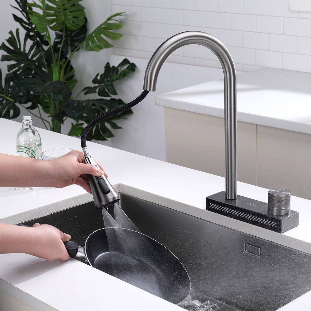 Lefton Smart Waterfall & Pull-Down Bifunctional Kitchen Faucet-KF2207