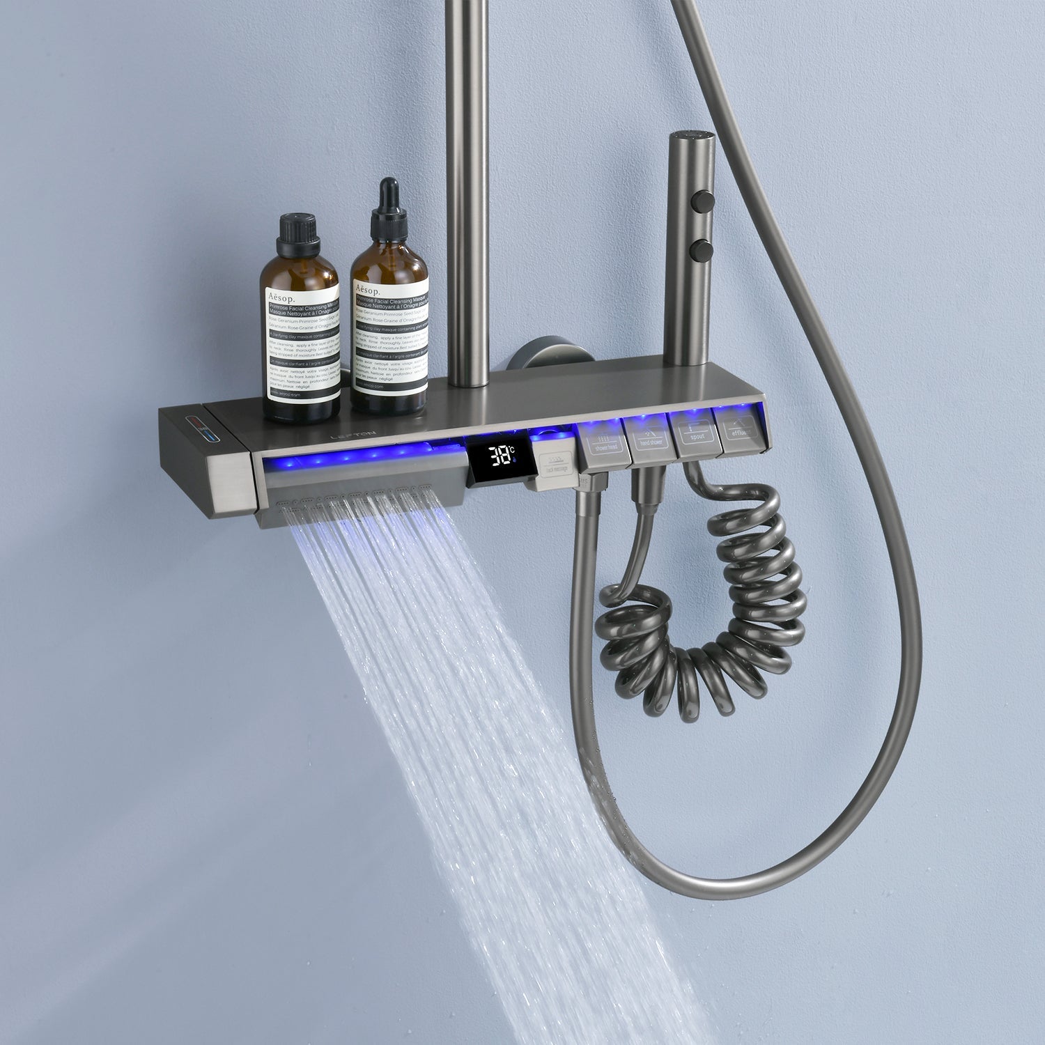 Lefton Thermostatic Shower System with 5 Water Modes and Temperature Display Screen-SST2206 -Shower Systems- Lefton Home