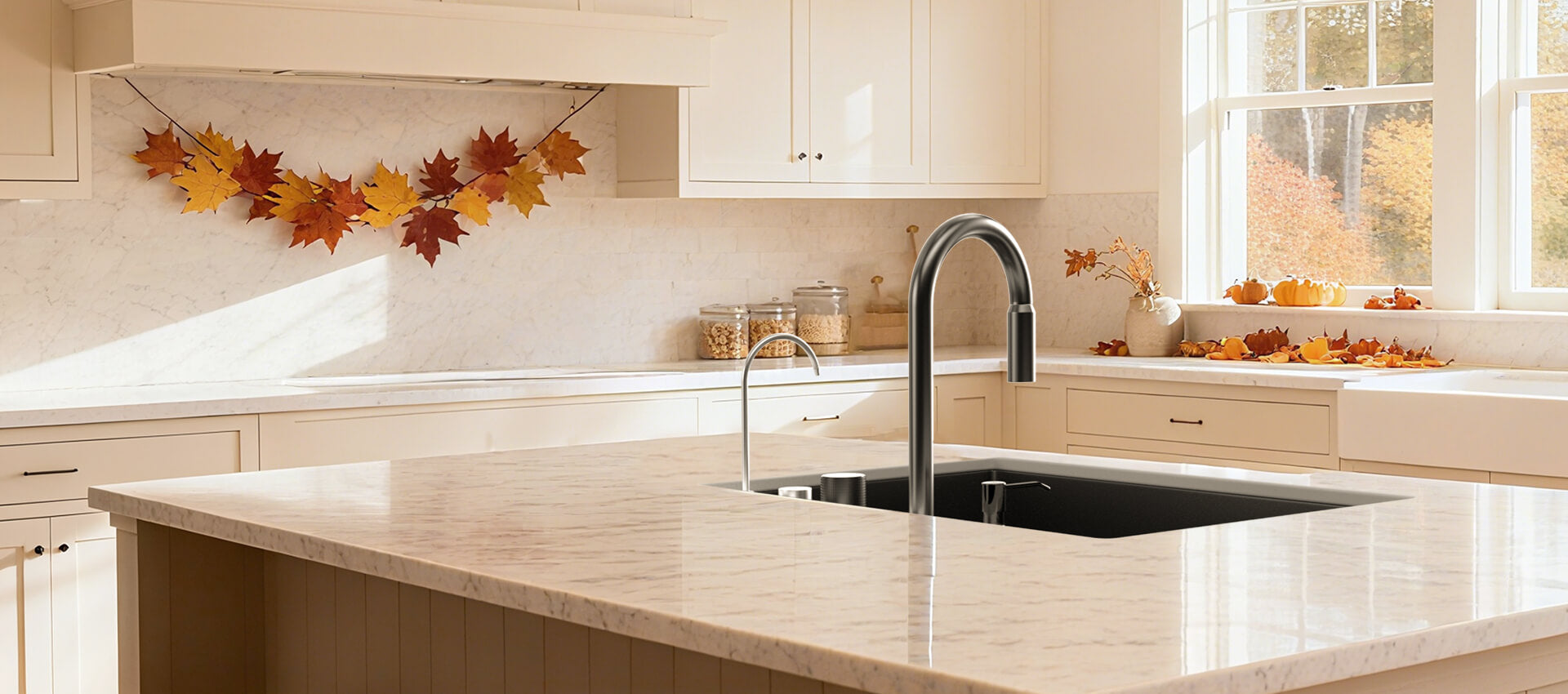 Lifestyle shot of Lefton fixtures in modern kitchen