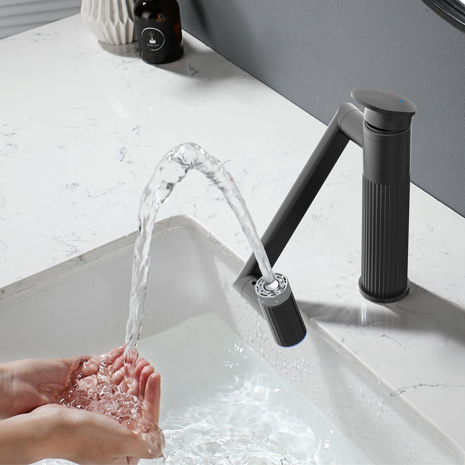 Lefton 1080° Rotatable Single - Hole Bathroom Faucet With Temperature Display - BF2208 - PRO - Bathroom Faucets - Lefton Home