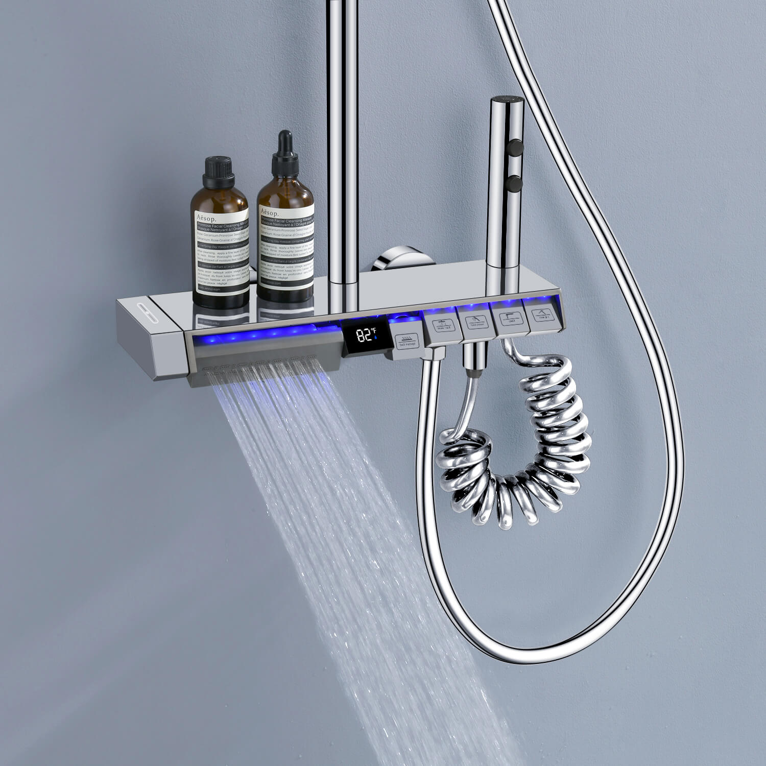 Lefton Thermostatic Shower System with 5 Water Modes and Temperature Display Screen - SST2206 - Shower Systems - Lefton Home
