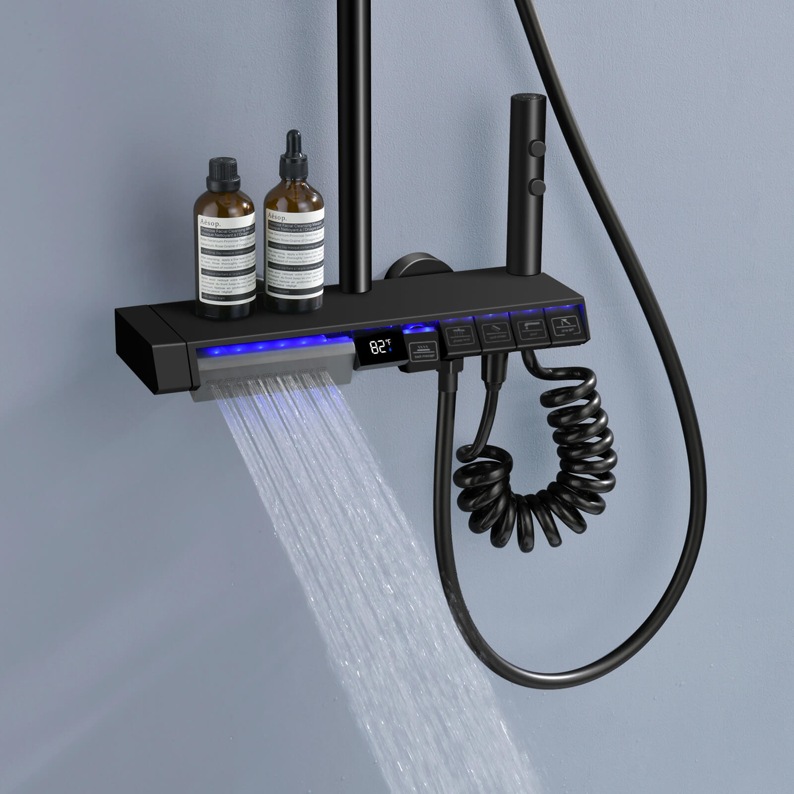 Lefton Thermostatic Shower System with 5 Water Modes and Temperature Display Screen - SST2206 - Shower Systems - Lefton Home