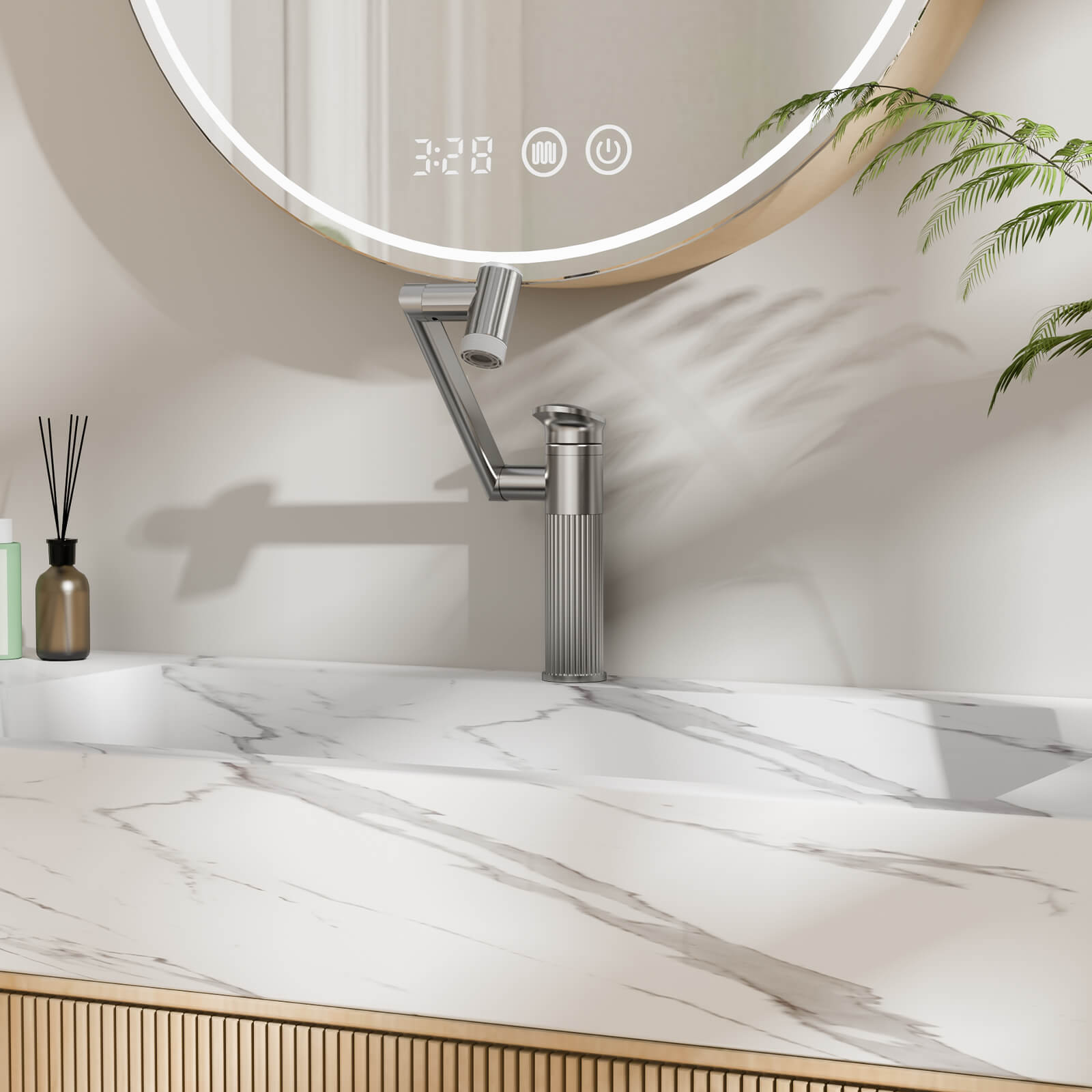 Lefton 1080° Rotatable Single - Hole Bathroom Faucet With Temperature Display - BF2208 - PRO - Bathroom Faucets - Lefton Home