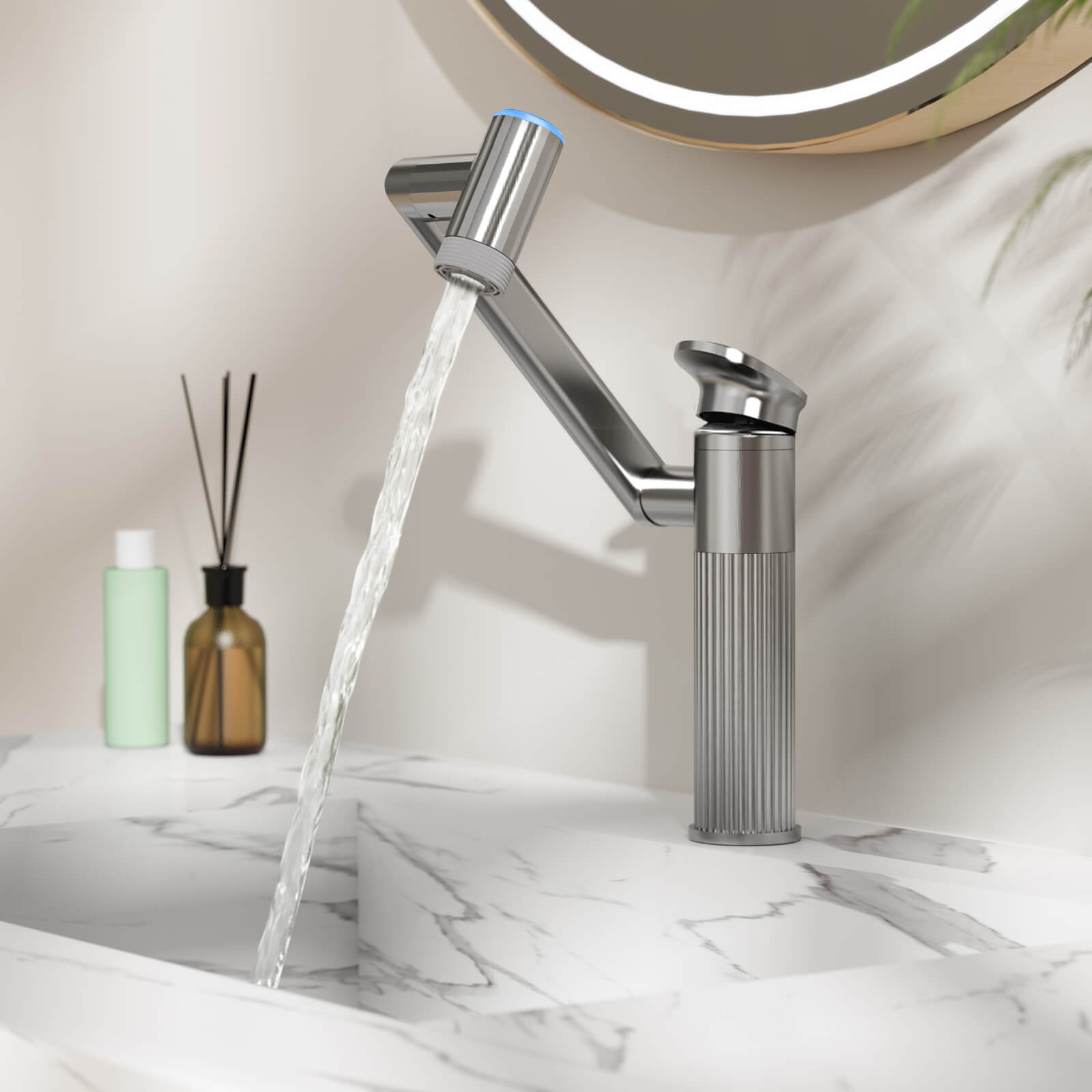 Lefton 1080° Rotatable Single - Hole Bathroom Faucet With Temperature Display - BF2208 - PRO - Bathroom Faucets - Lefton Home