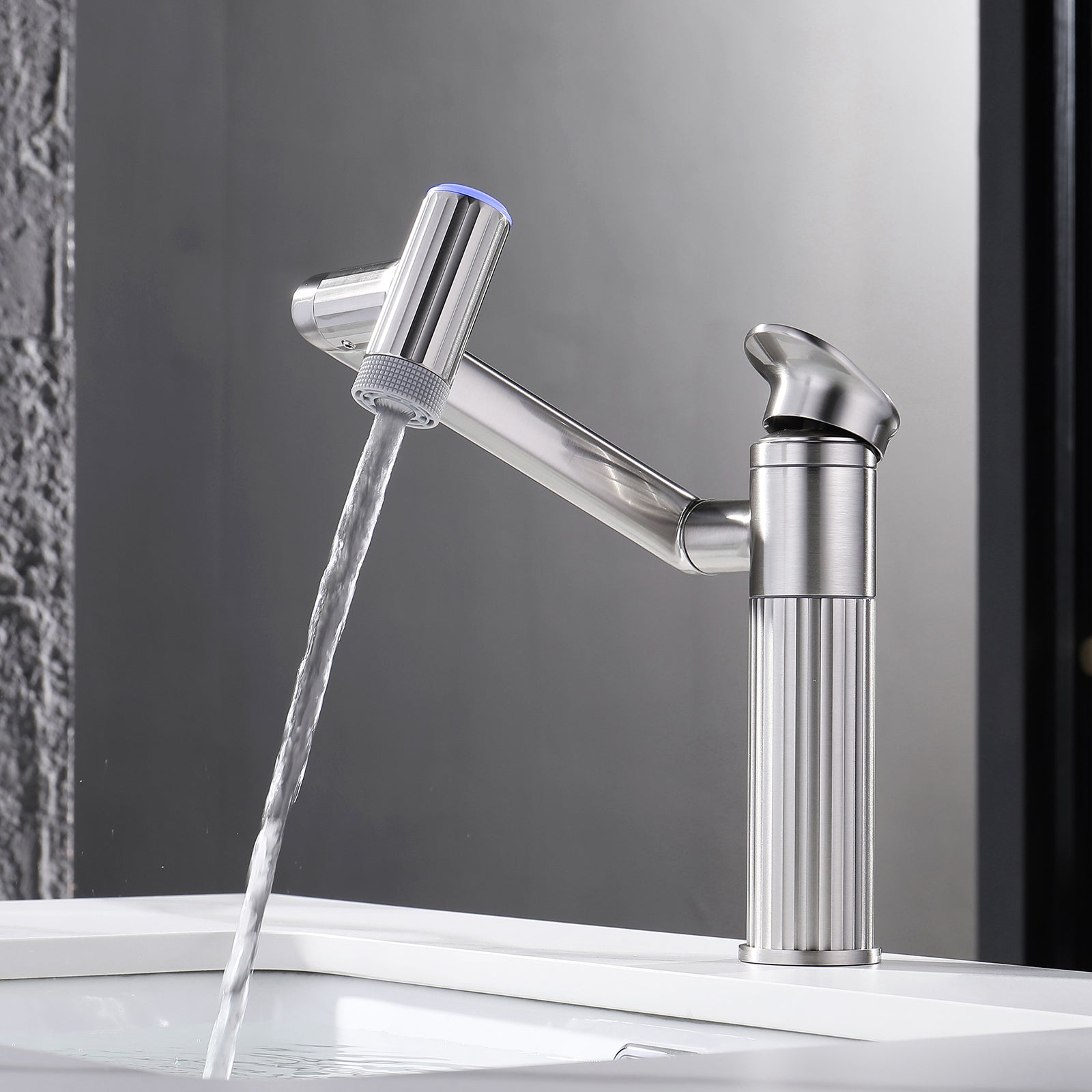 Lefton 1080° Rotatable Single - Hole Bathroom Faucet With Temperature Display - BF2208 - PRO - Bathroom Faucets - Lefton Home