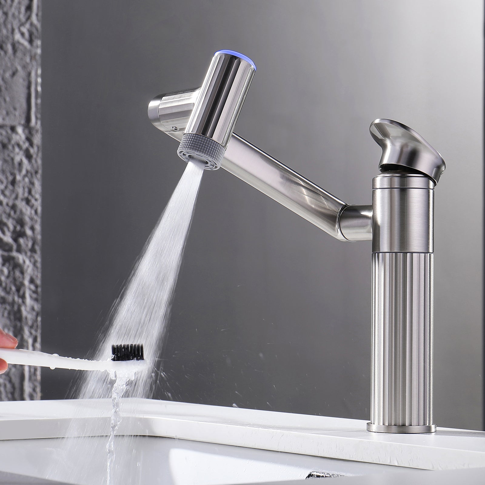 Lefton 1080° Rotatable Single - Hole Bathroom Faucet With Temperature Display - BF2208 - PRO - Bathroom Faucets - Lefton Home