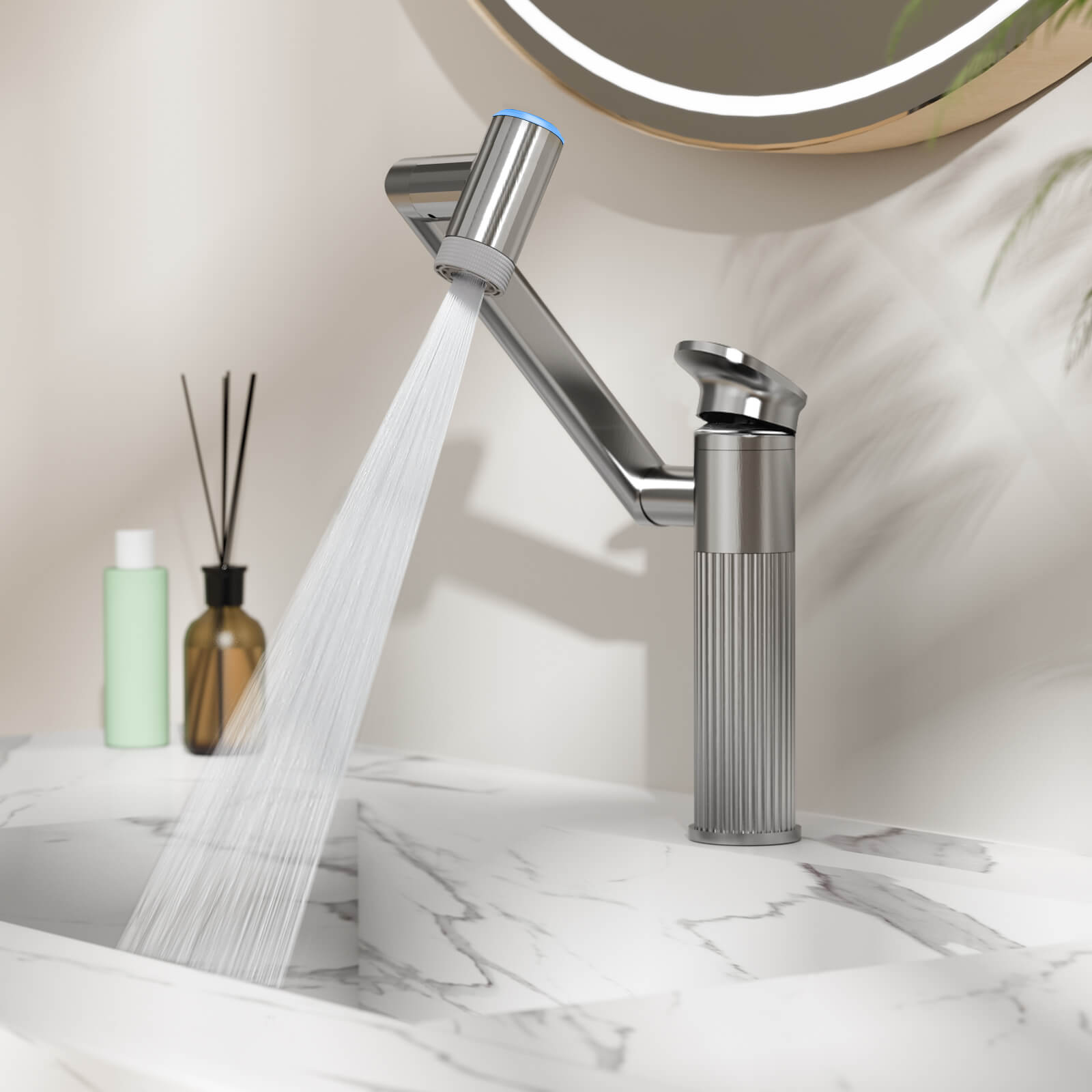 Lefton 1080° Rotatable Single - Hole Bathroom Faucet With Temperature Display - BF2208 - PRO - Bathroom Faucets - Lefton Home