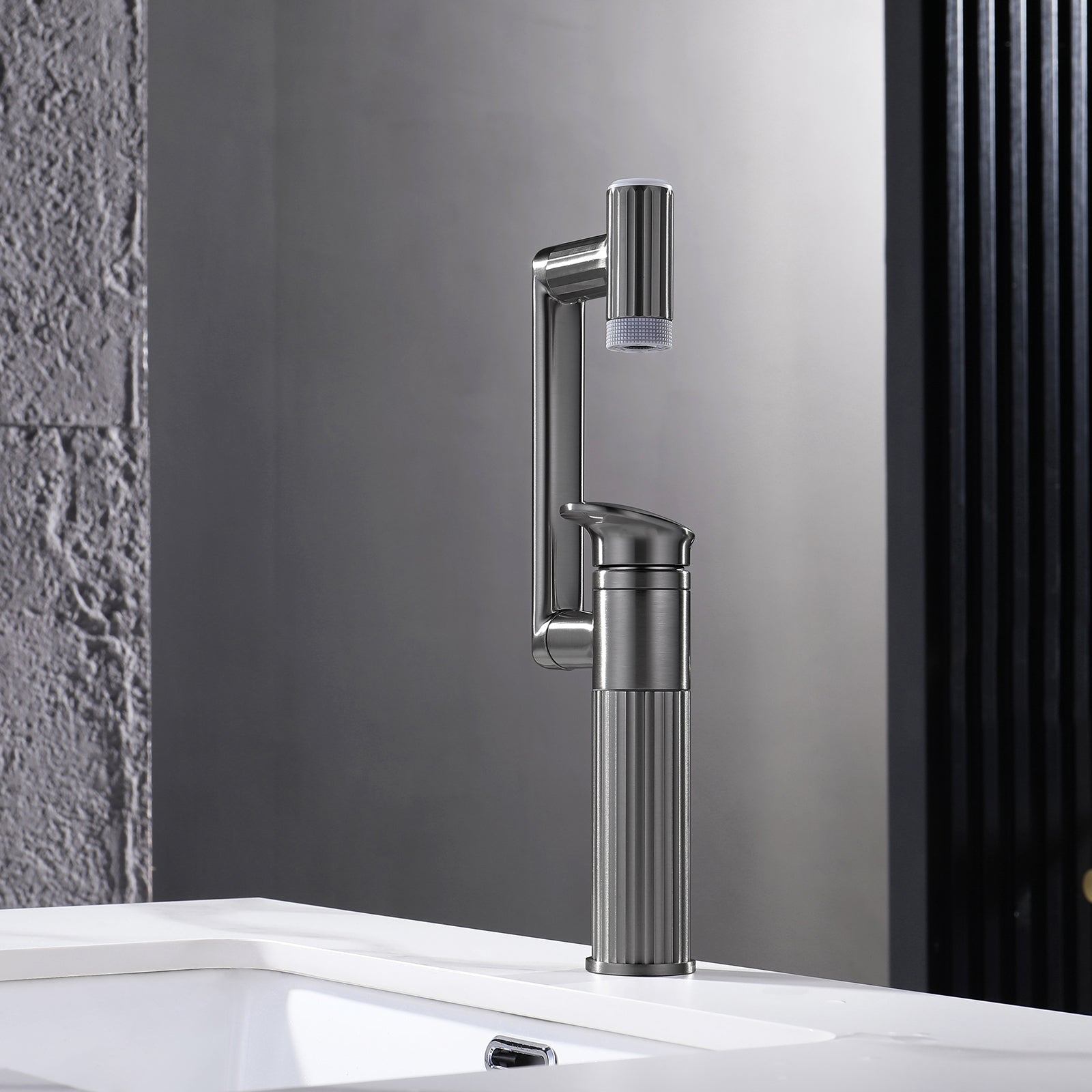 Lefton 1080° Rotatable Single - Hole Bathroom Faucet With Temperature Display - BF2208 - PRO - Bathroom Faucets - Lefton Home