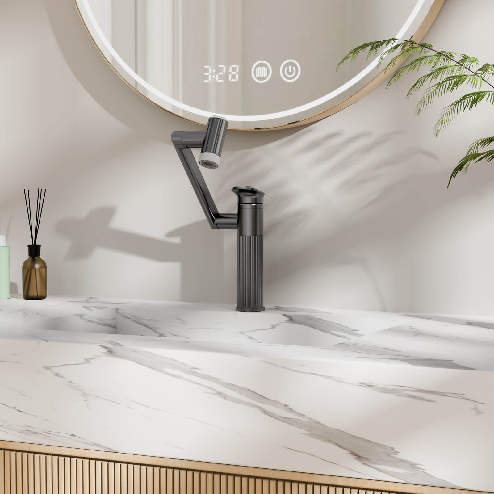 Lefton 1080° Rotatable Single - Hole Bathroom Faucet With Temperature Display - BF2208 - PRO - Bathroom Faucets - Lefton Home