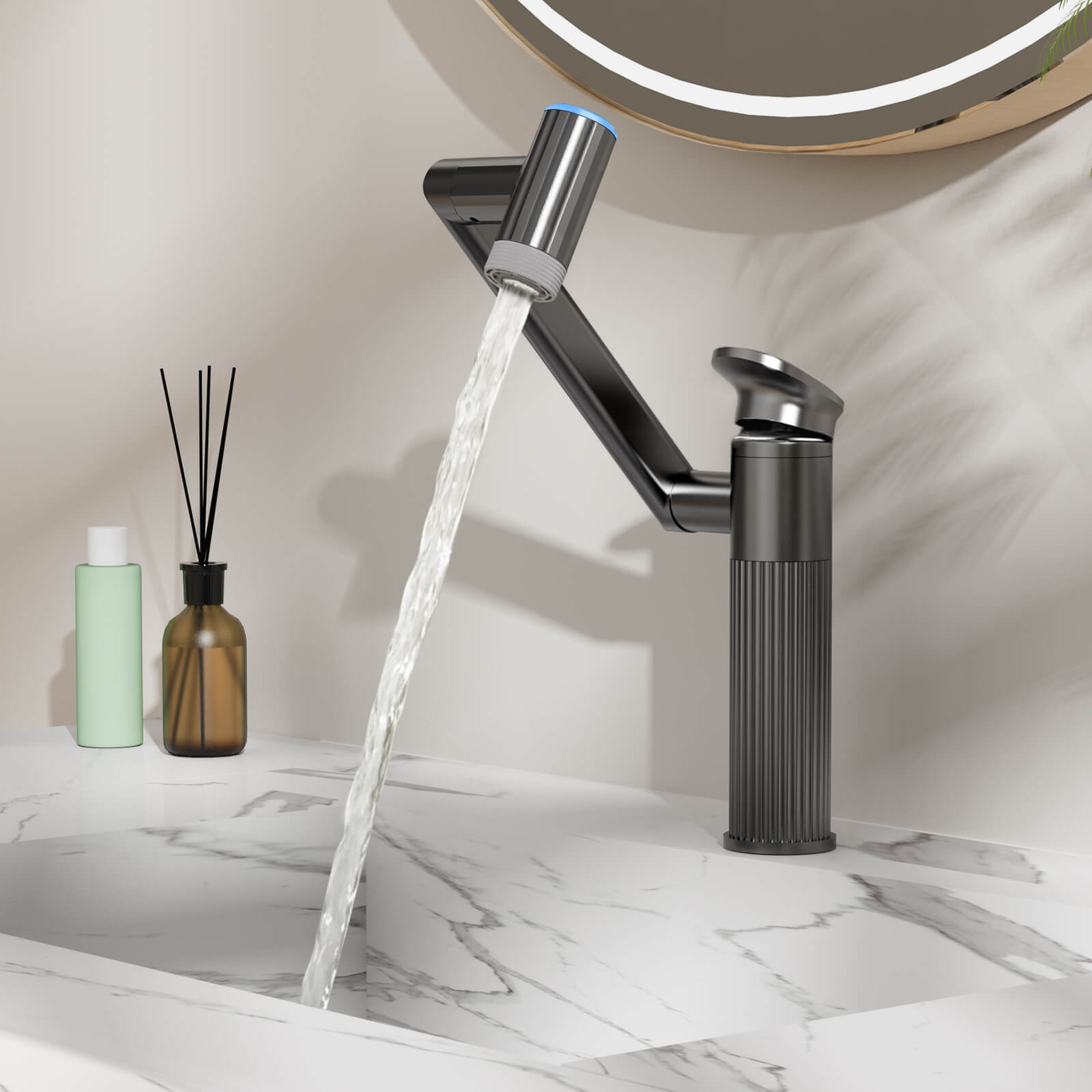 Lefton 1080° Rotatable Single - Hole Bathroom Faucet With Temperature Display - BF2208 - PRO - Bathroom Faucets - Lefton Home