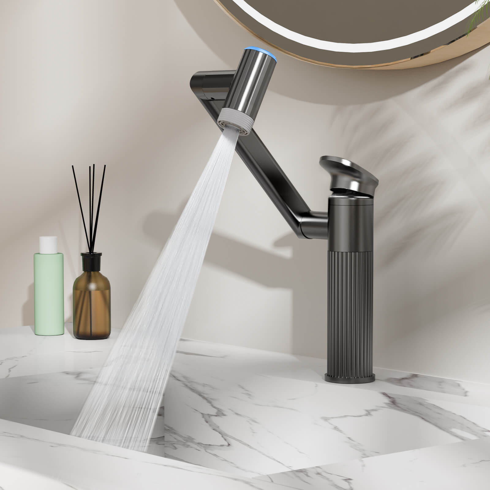 Lefton 1080° Rotatable Single - Hole Bathroom Faucet With Temperature Display - BF2208 - PRO - Bathroom Faucets - Lefton Home