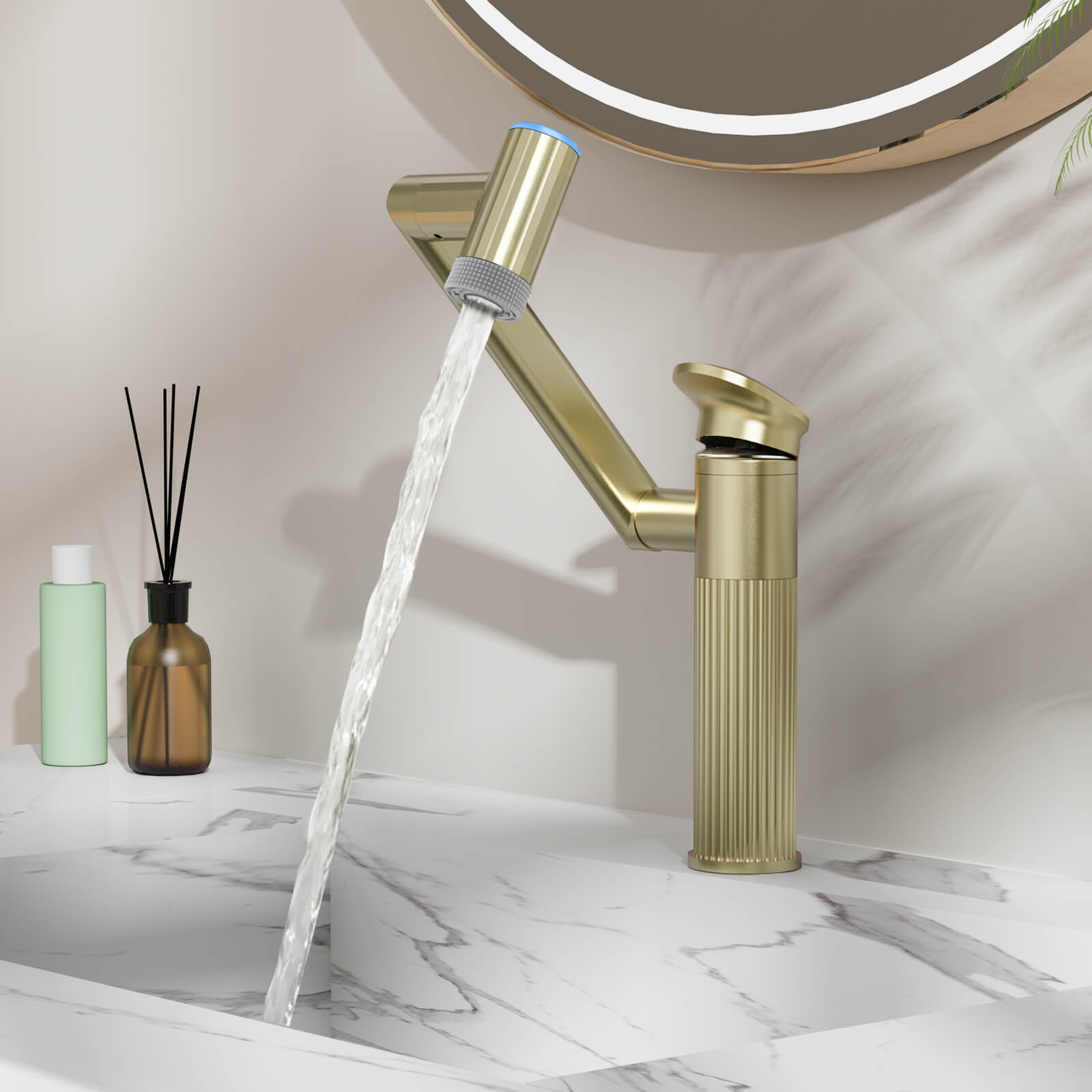 Lefton 1080° Rotatable Single-Hole Bathroom Faucet With Temperature Display-BF2208-PRO-6