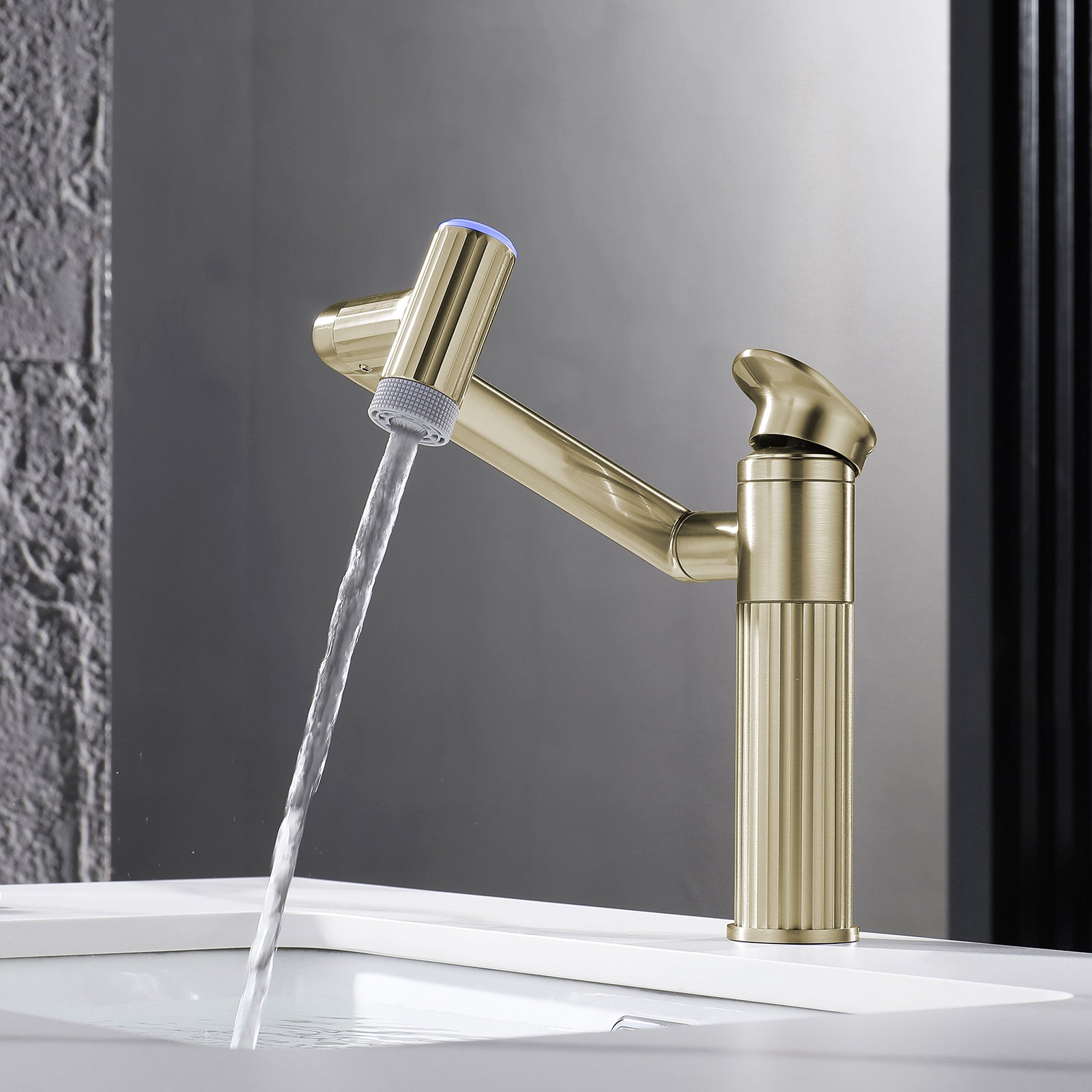 Lefton 1080° Rotatable Single - Hole Bathroom Faucet With Temperature Display - BF2208 - PRO - Bathroom Faucets - Lefton Home