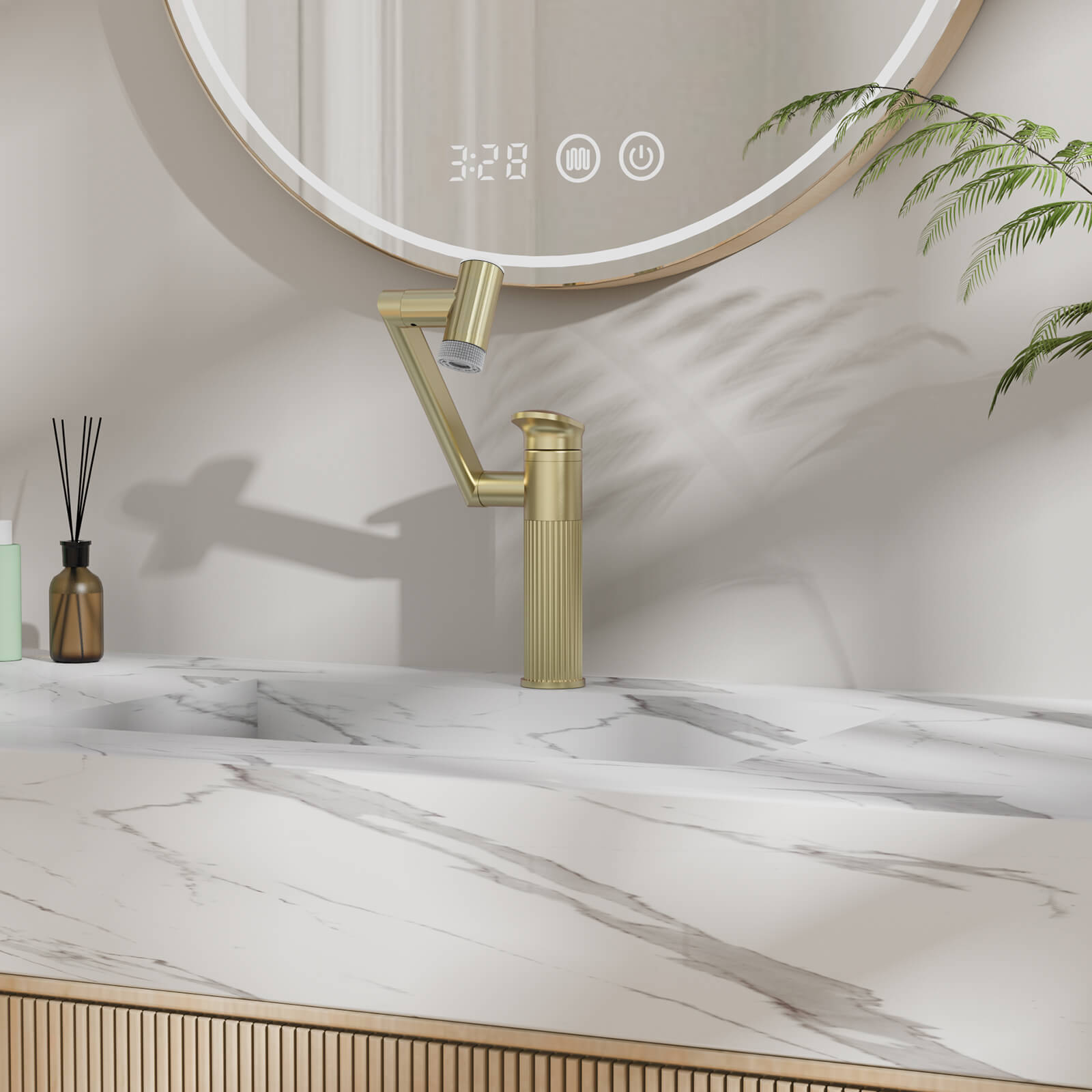 Lefton 1080° Rotatable Single - Hole Bathroom Faucet With Temperature Display - BF2208 - PRO - Bathroom Faucets - Lefton Home