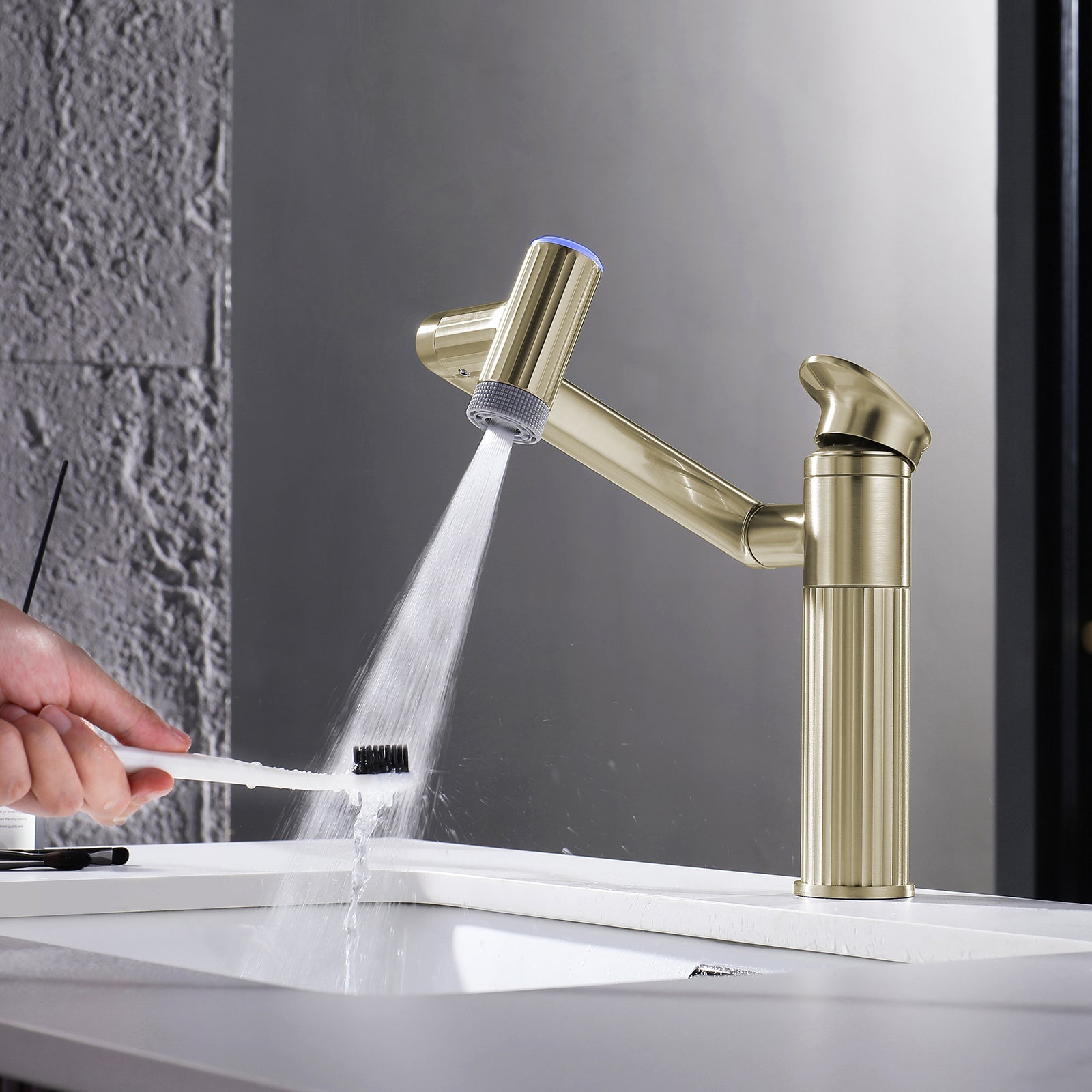 Lefton 1080° Rotatable Single - Hole Bathroom Faucet With Temperature Display - BF2208 - PRO - Bathroom Faucets - Lefton Home