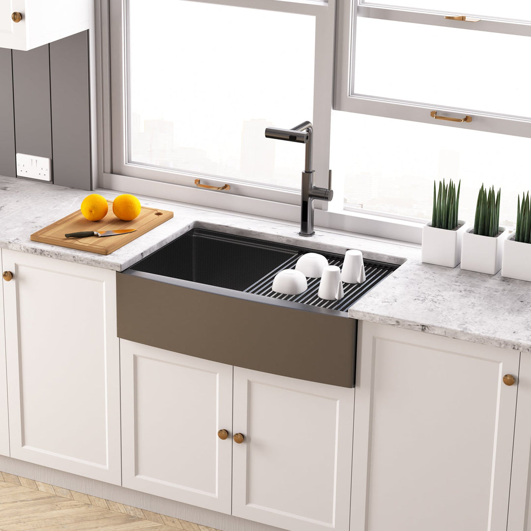 Lefton 33" x 22" Stainless Steel Farmhouse Apron Front Kitchen Sinks ...