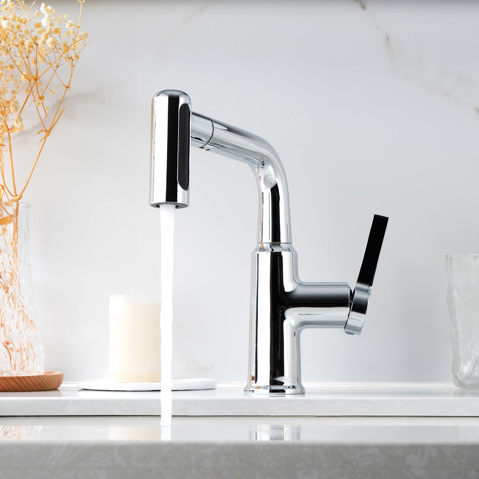 Lefton Single - Hole Waterfall & Pull - Out Liftable Bathroom Faucet - BF2209-1