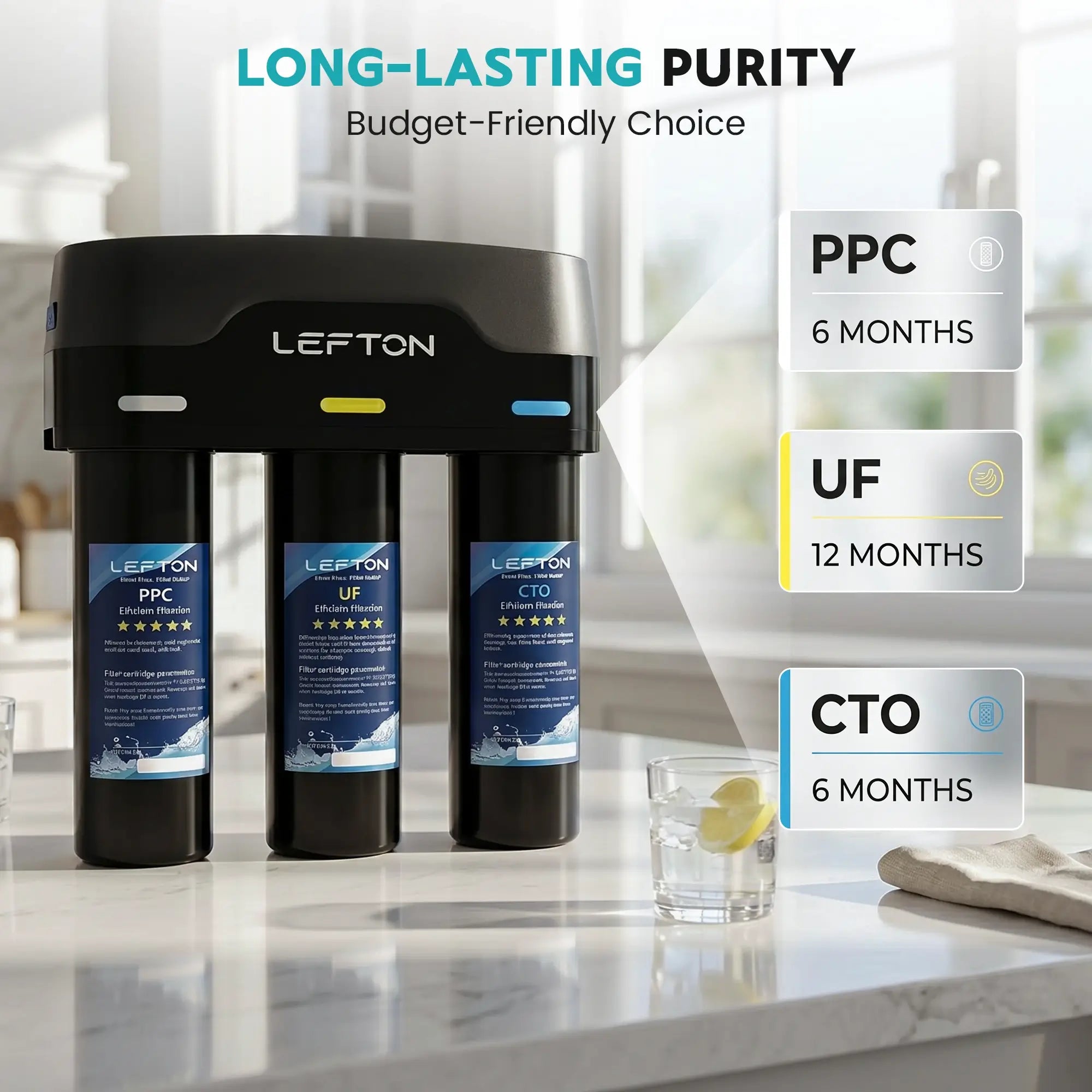 Lefton 3-Stage Ultra Filtration Undersink Water Filter System-WF01-Lefton Home