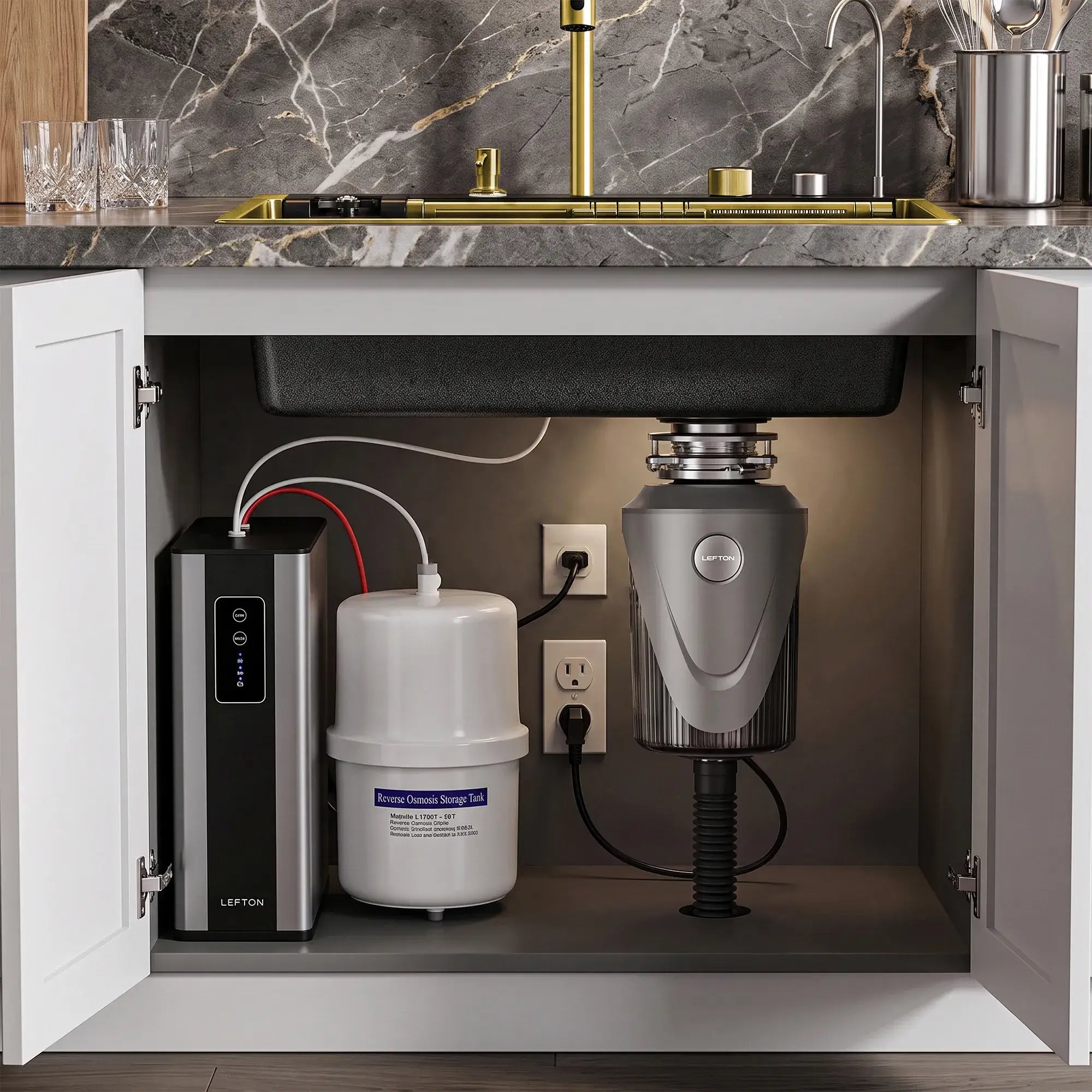 Lefton-33"x22"-Kitchen-Sink-KS2207L-PRO-with-R -Water-Filtration-System-1-HP-Garbage -Disposal-Lefton Home