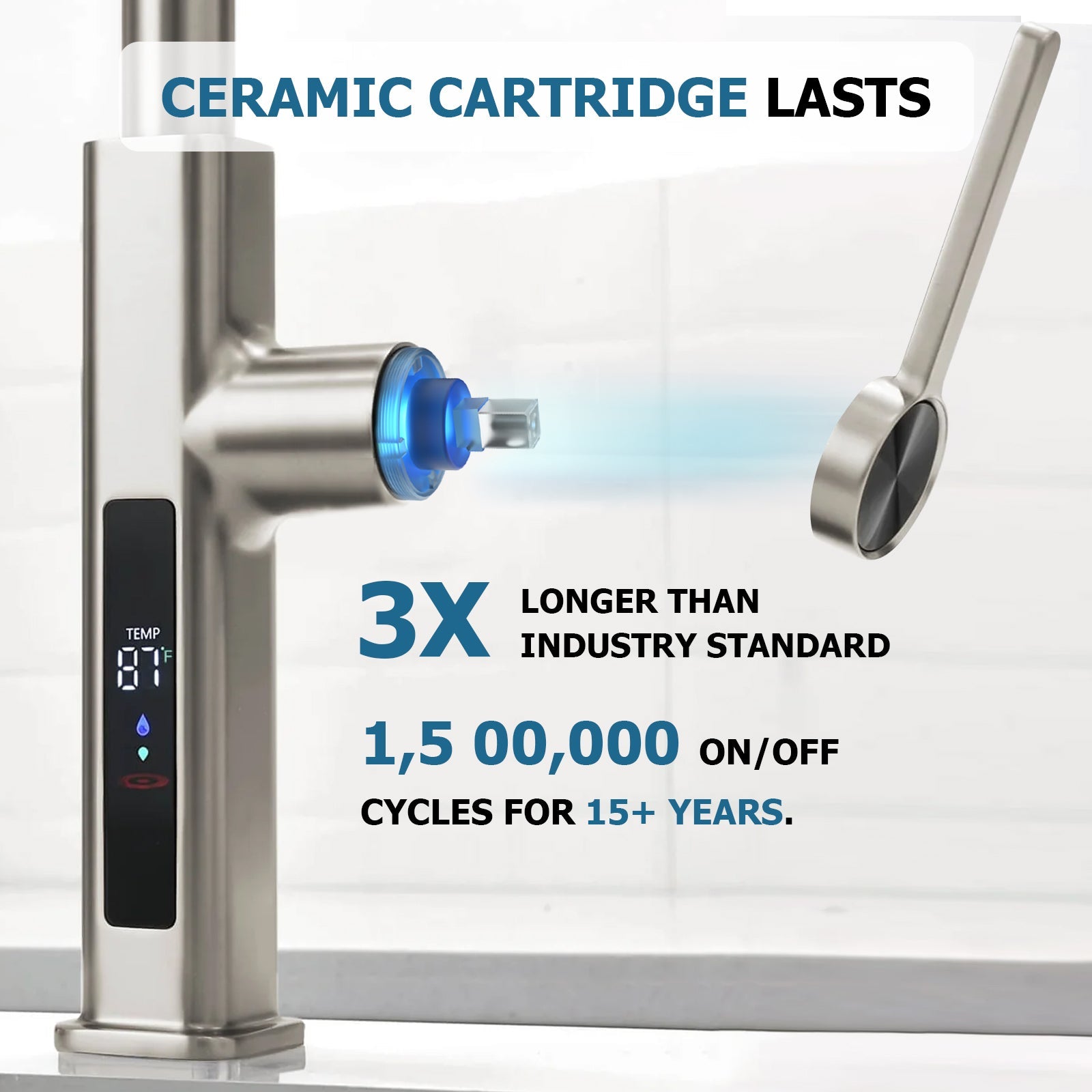 Lefton 33"x 22" Stainless Steel Farmhouse Kitchen Sink - FS2501 with Waterfall & Pull - Out Kitchen Faucet - KF2209 - Kitchen Sinks - Lefton Home