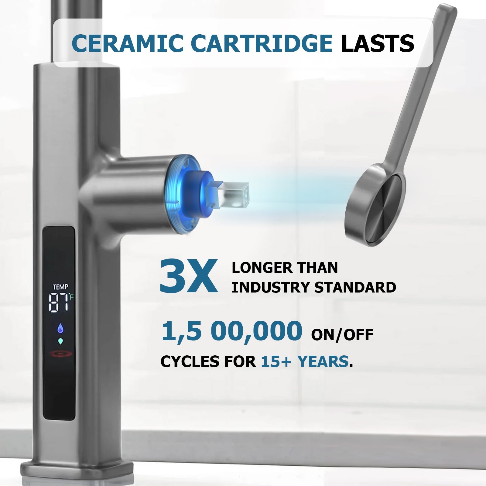 Lefton 33"x 22" Stainless Steel Farmhouse Kitchen Sink - FS2501 with Waterfall & Pull - Out Kitchen Faucet - KF2209 - Kitchen Sinks - Lefton Home