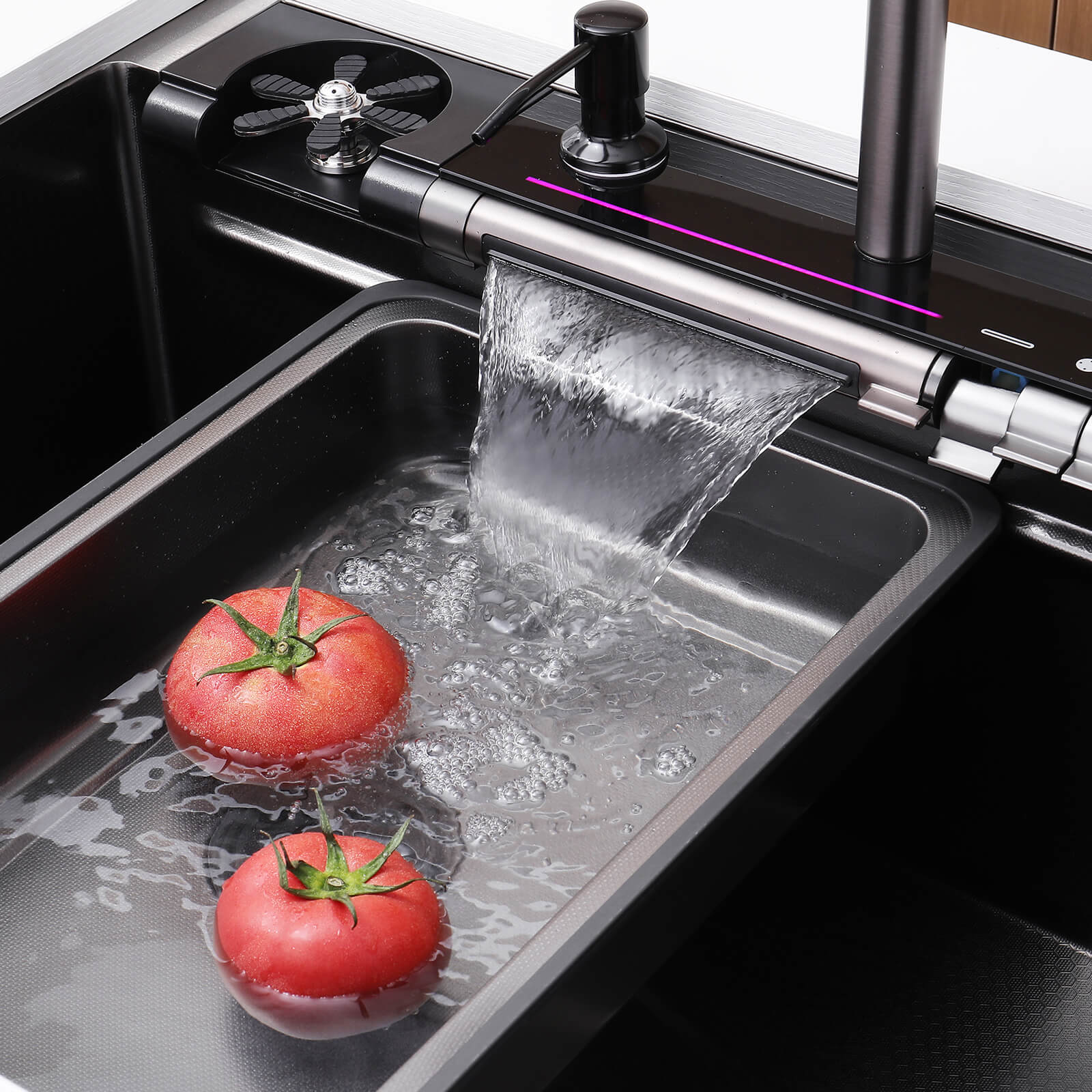 Lefton 33"x22" Stainless Steel Workstation Kitchen Sink with Pull - out Faucet & Digital Display - KS2207L - PRO - Kitchen Sinks - Lefton Home