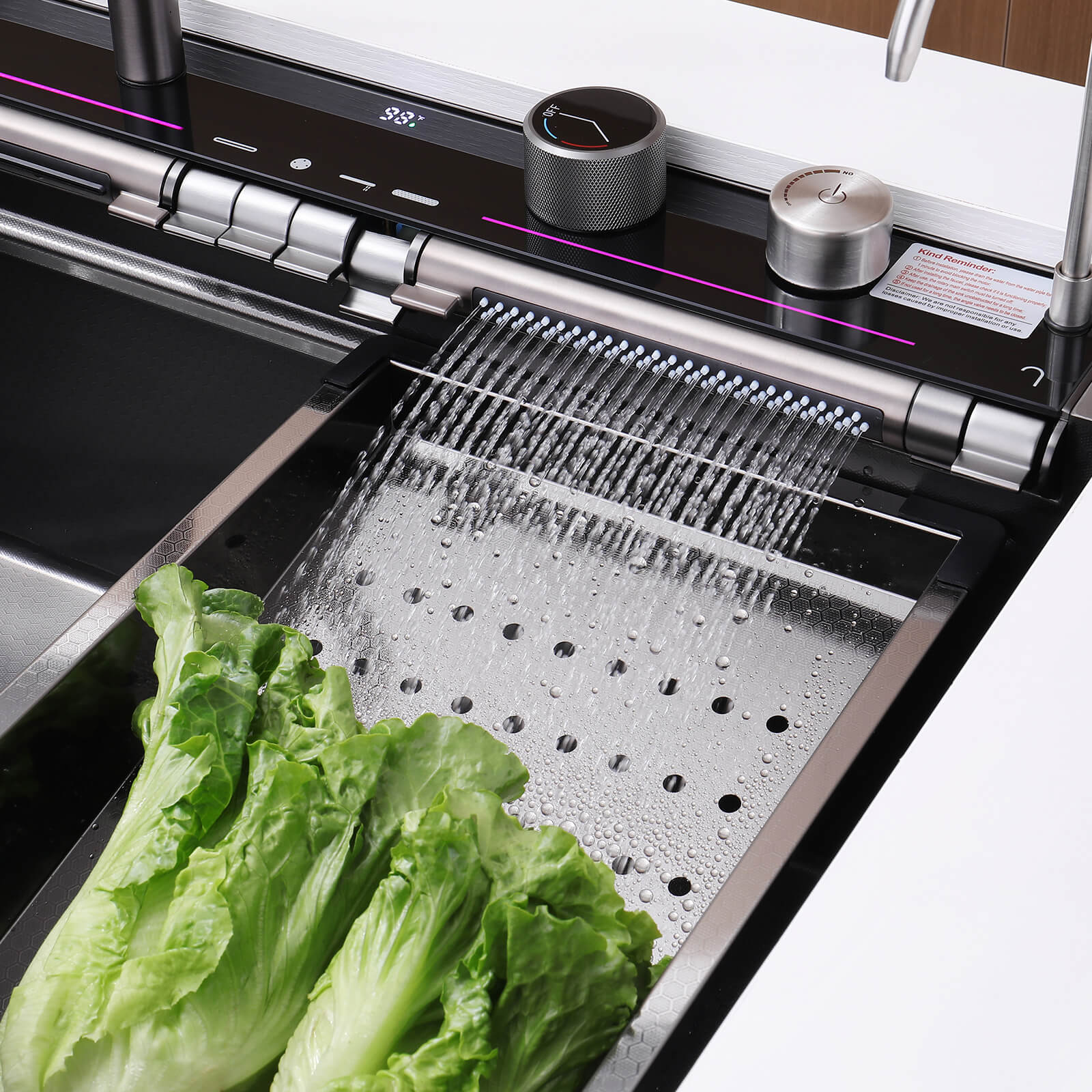 Lefton 33"x22" Stainless Steel Workstation Kitchen Sink with Pull - out Faucet & Digital Display - KS2207L - PRO - Kitchen Sinks - Lefton Home