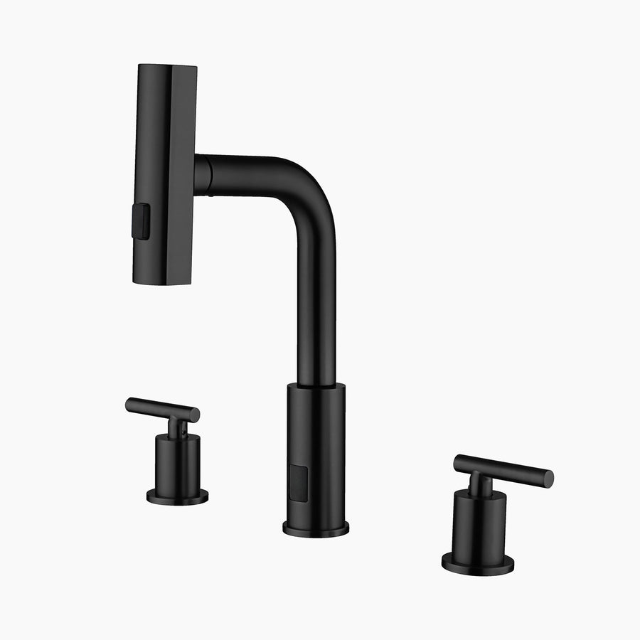 Lefton Two-Handle Widespread Waterfall & Pull-Out Bathroom Faucet with Temperature Display-BFWS2401