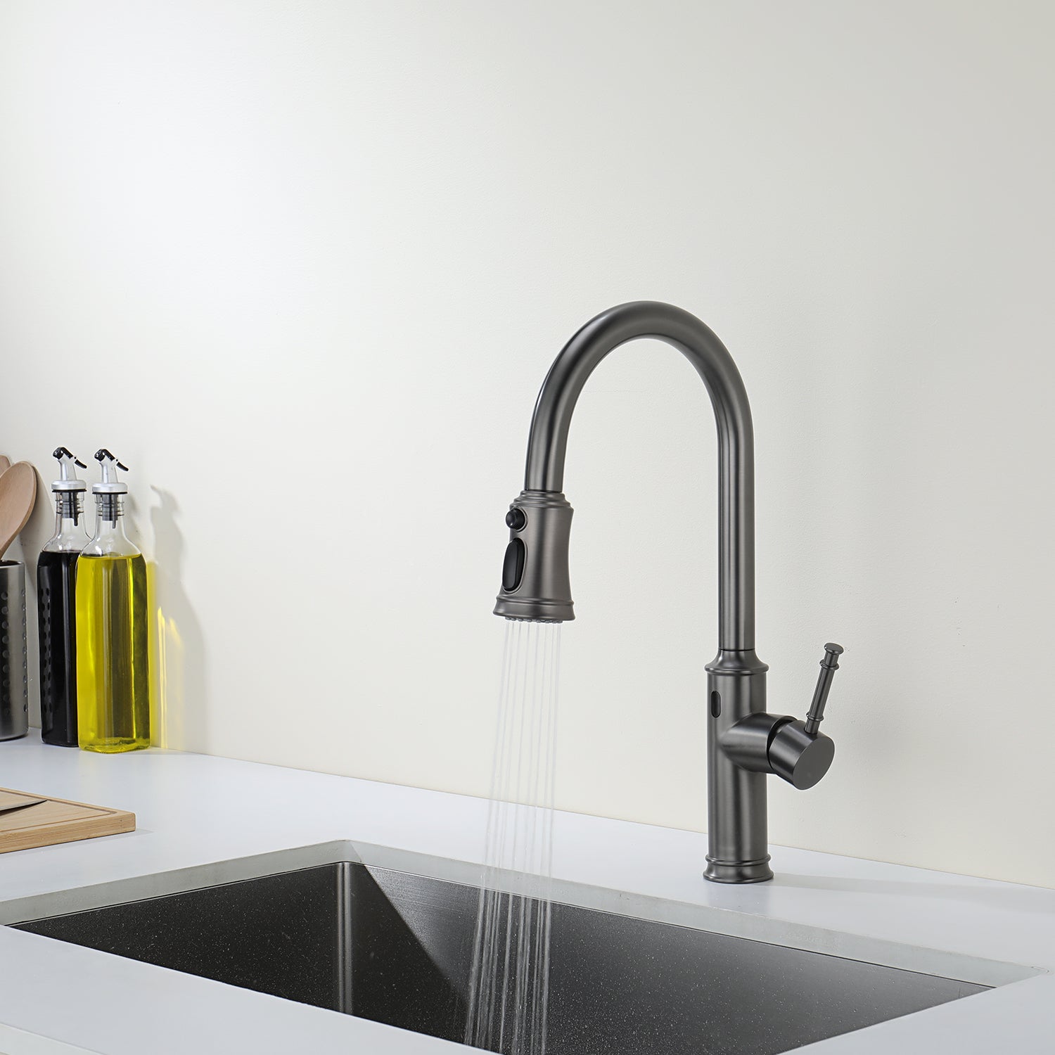 Lefton Automatic Sensor & Pull - Down Kitchen Faucet - KF2210 - Kitchen Faucets - Lefton Home