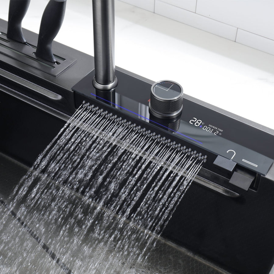 LEFTON 33 x 22 inch Smart Waterfall Workstation Kitchen Sink-KS2205L ...