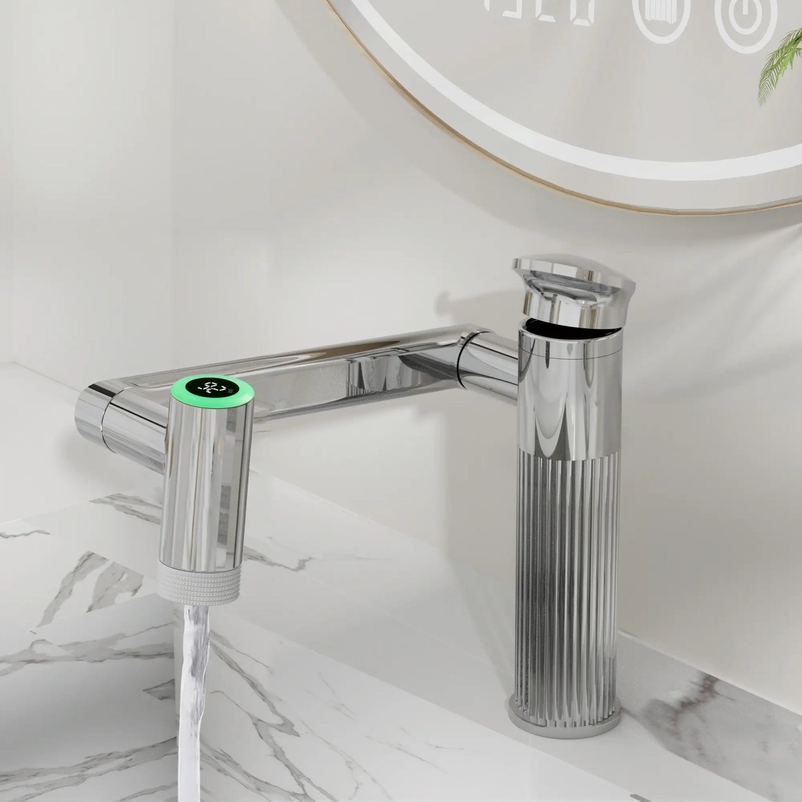 Lefton 1080° Rotatable Single - Hole Bathroom Faucet With Temperature Display - BF2208 - PRO - Bathroom Faucets - Lefton Home