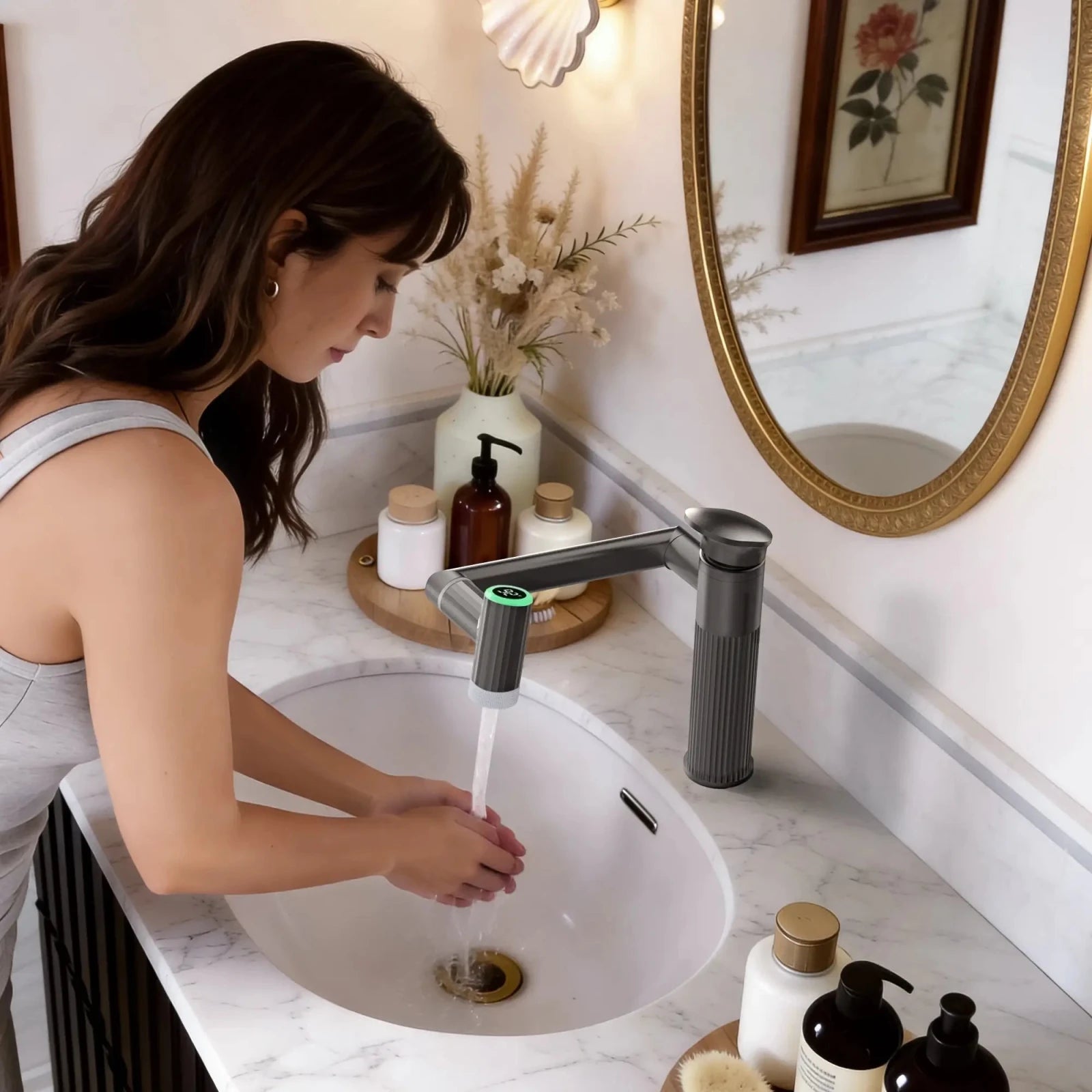 Lefton 1080° Rotatable Single - Hole Bathroom Faucet With Temperature Display - BF2208 - PRO - Bathroom Faucets - Lefton Home