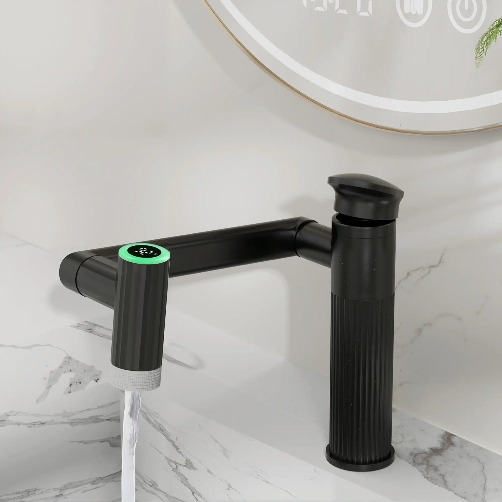 Lefton 1080° Rotatable Single - Hole Bathroom Faucet With Temperature Display - BF2208 - PRO - Bathroom Faucets - Lefton Home