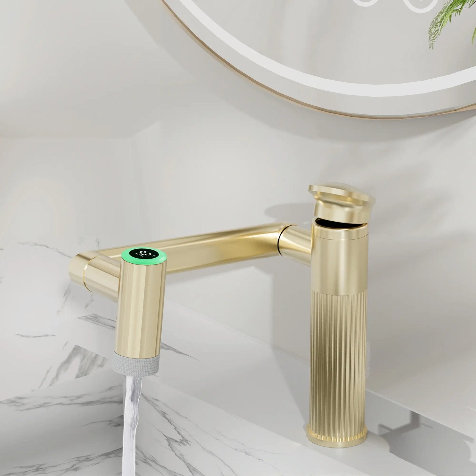 Lefton 1080° Rotatable Single - Hole Bathroom Faucet With Temperature Display - BF2208 - PRO - Bathroom Faucets - Lefton Home