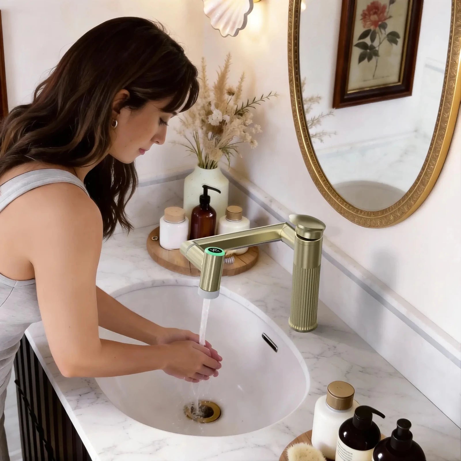 Lefton 1080° Rotatable Single - Hole Bathroom Faucet With Temperature Display - BF2208 - PRO - Bathroom Faucets - Lefton Home