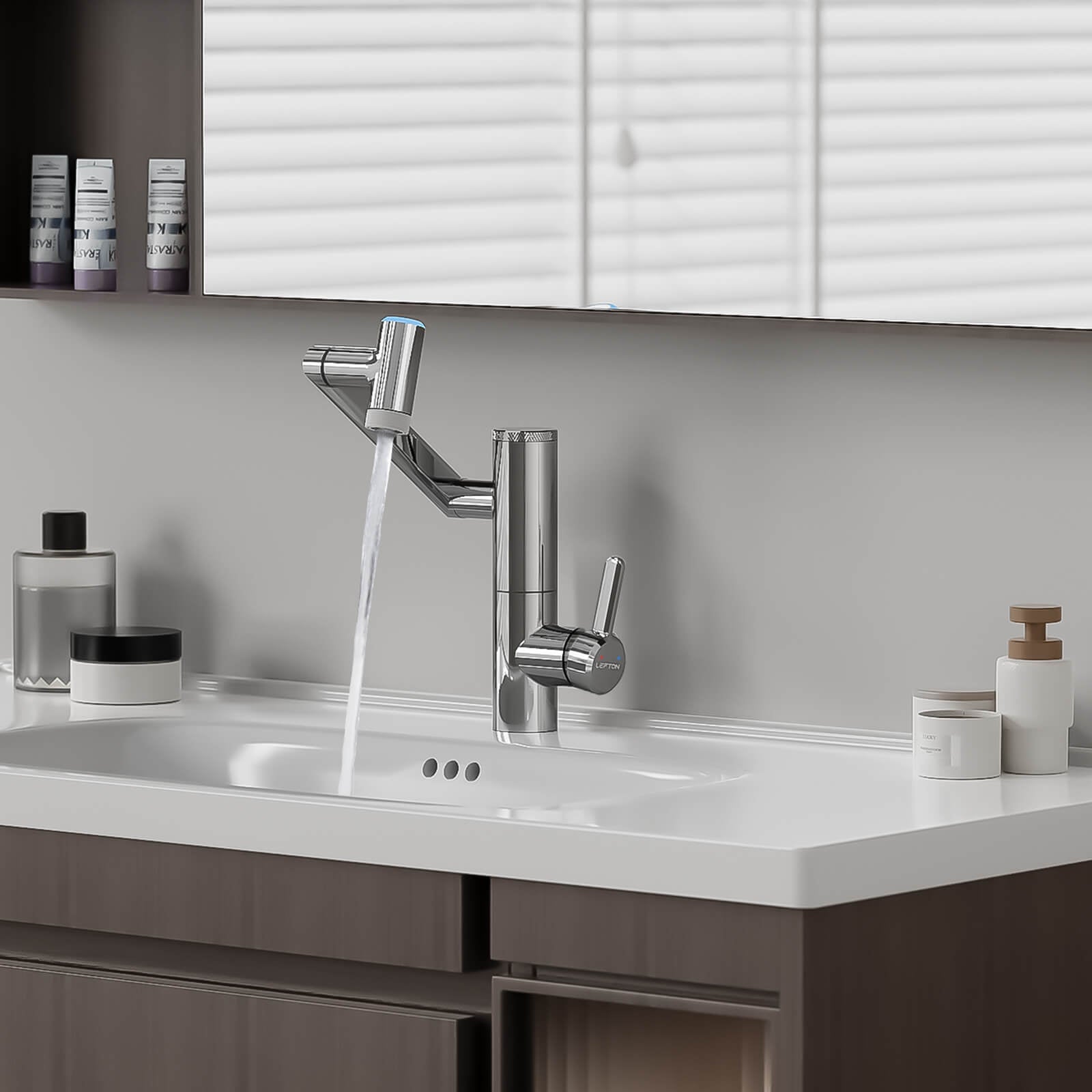 Lefton 1080° Rotating Bathroom Built-in Filter Faucet With Temperature Display-BPF01 -Bathroom Faucets- Lefton Home