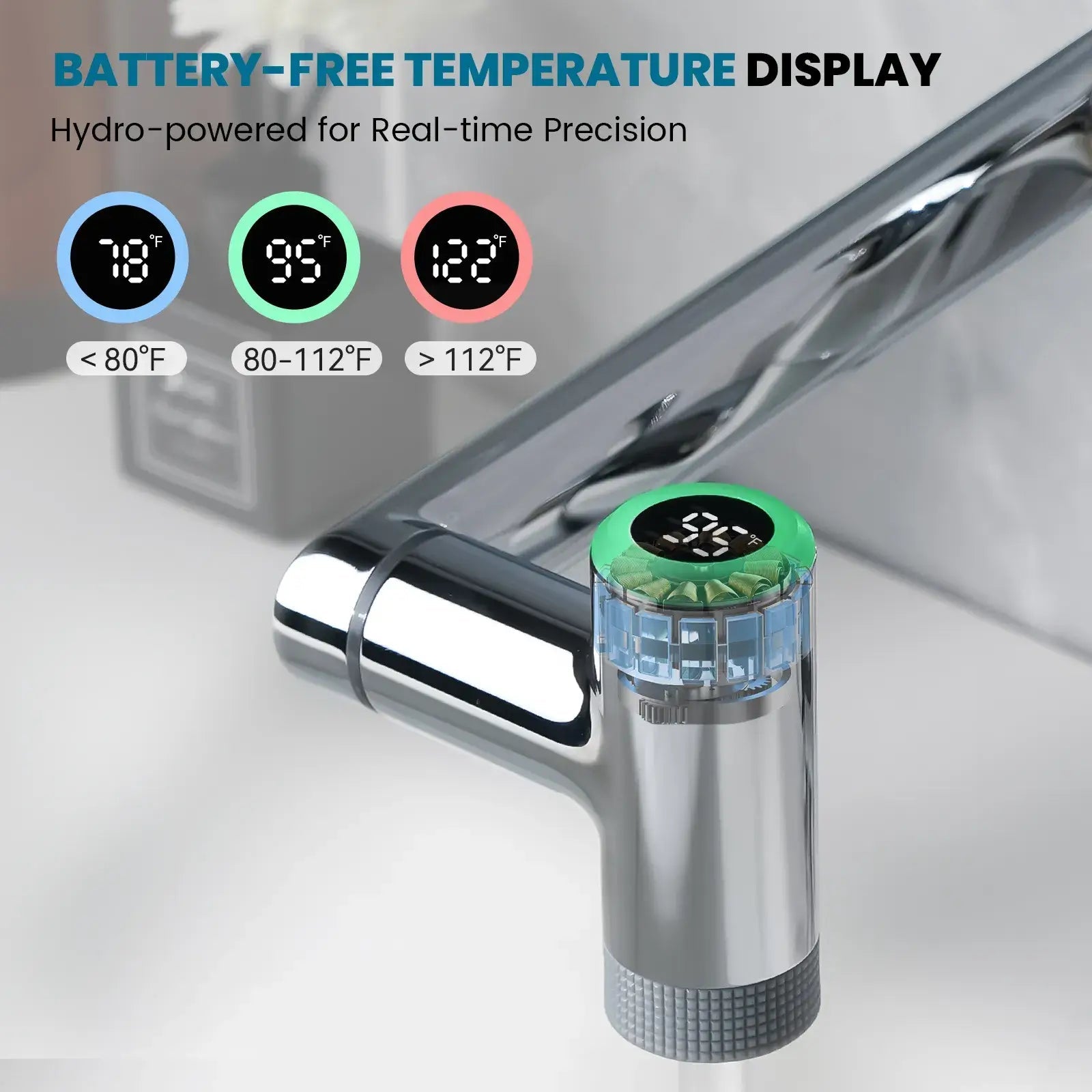 Lefton 1080° Rotating Bathroom Built-in Filter Faucet With Temperature Display-BPF01 -Bathroom Faucets- Lefton Home