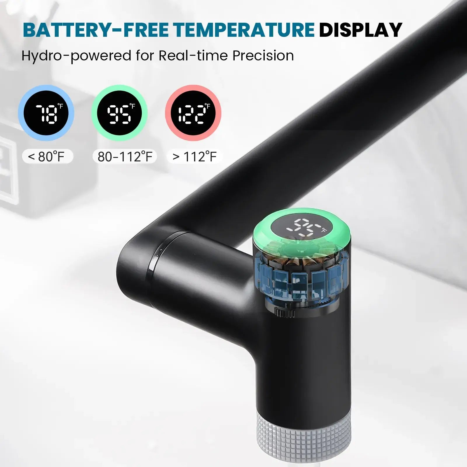 Lefton 1080° Rotating Bathroom Built-in Filter Faucet With Temperature Display-BPF01 -Bathroom Faucets- Lefton Home