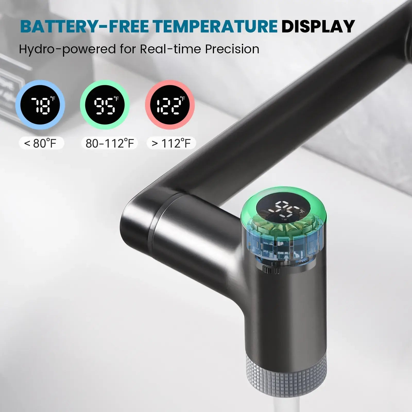 Lefton 1080° Rotating Bathroom Built-in Filter Faucet With Temperature Display-BPF01 -Bathroom Faucets- Lefton Home