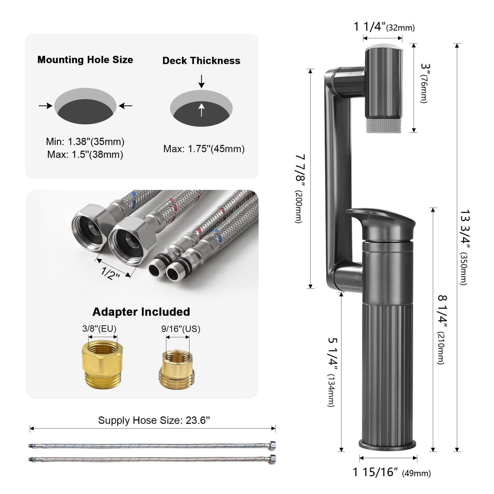 Lefton 1080° Rotatable Single - Hole Bathroom Faucet With Temperature Display - BF2208 - PRO - Bathroom Faucets - Lefton Home