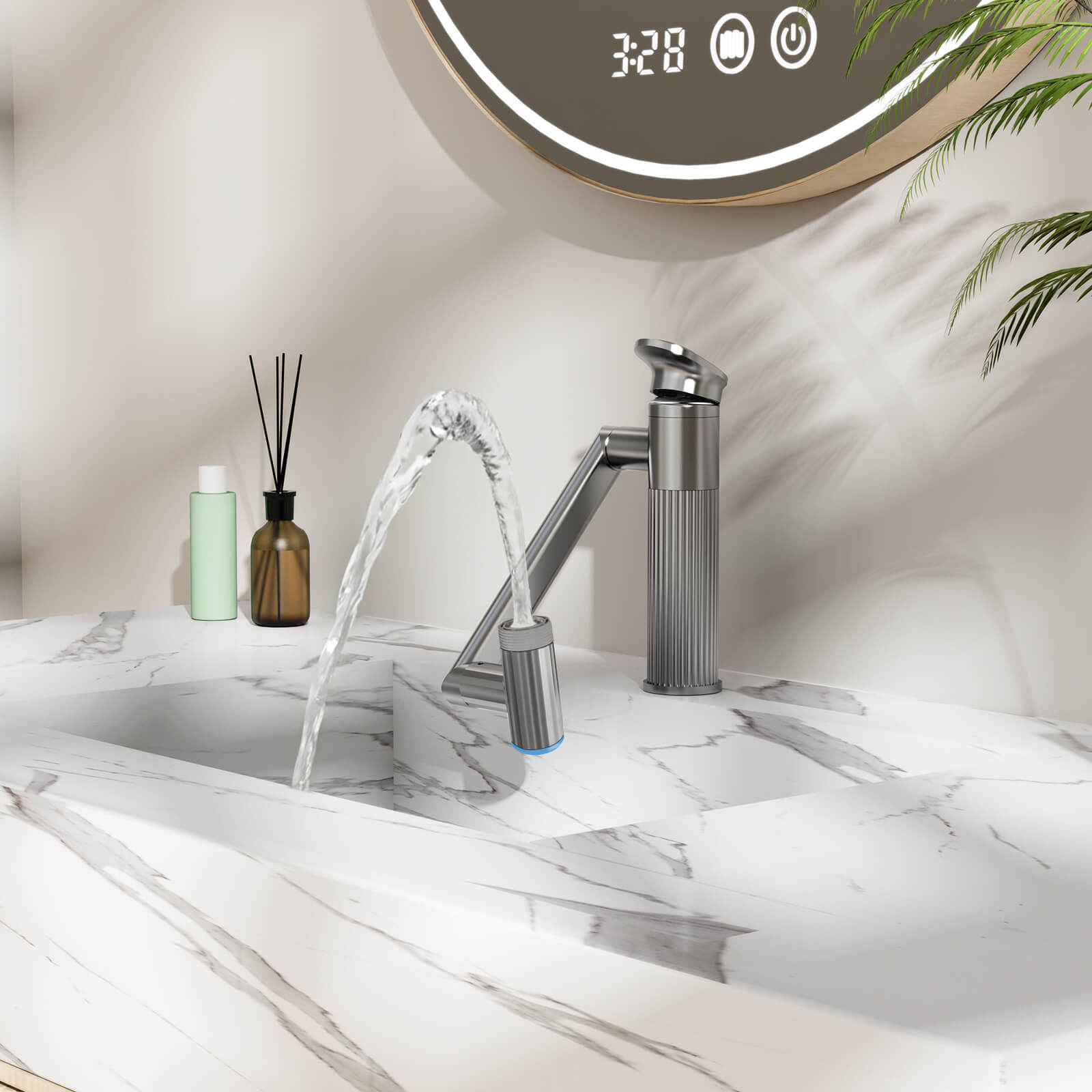 Lefton 1080° Rotatable Single - Hole Bathroom Faucet With Temperature Display - BF2208 - PRO - Bathroom Faucets - Lefton Home