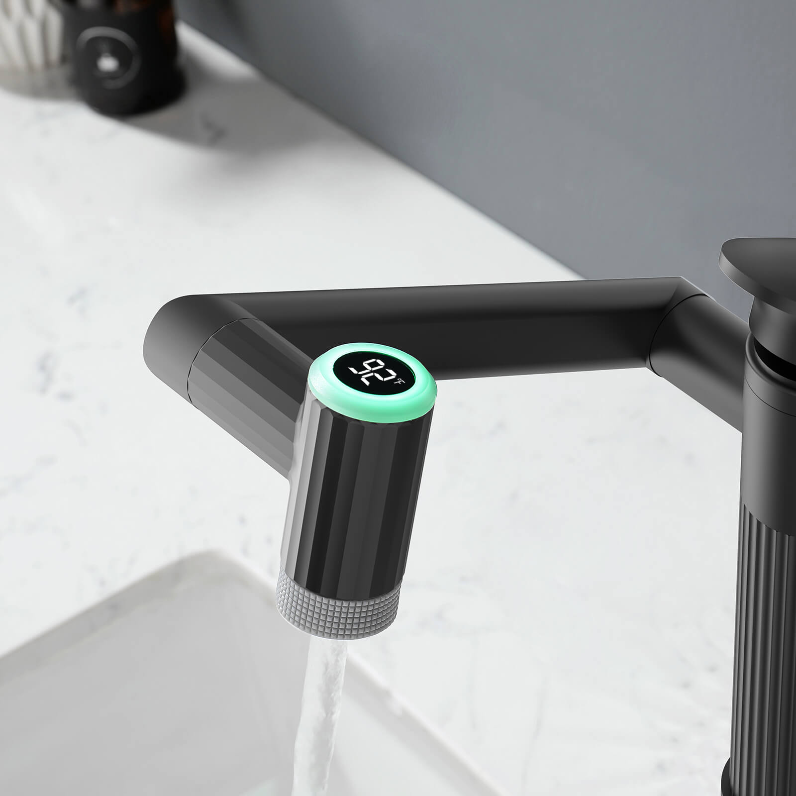 Lefton 1080° Rotatable Single - Hole Bathroom Faucet With Temperature Display - BF2208 - PRO - Bathroom Faucets - Lefton Home