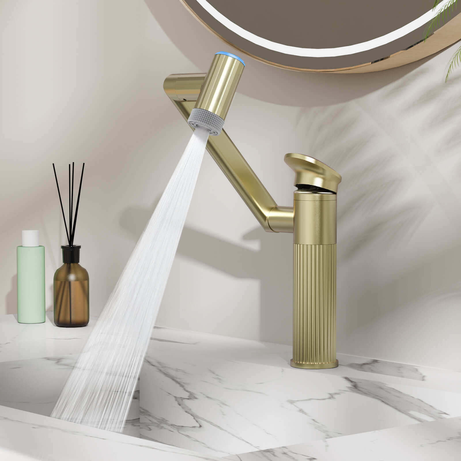 Lefton 1080° Rotatable Single - Hole Bathroom Faucet With Temperature Display - BF2208 - PRO - Bathroom Faucets - Lefton Home