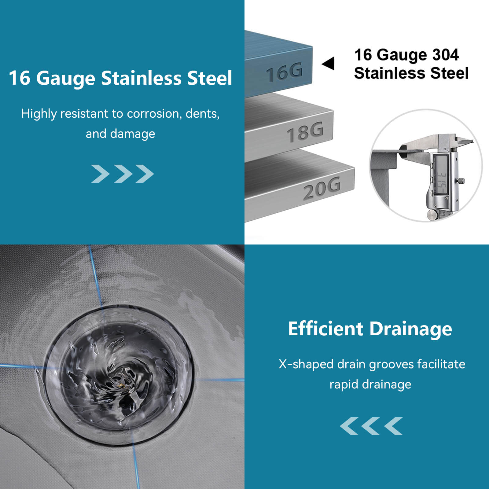 Lefton 17"x17" Undermount Stainless Steel Workstation RV & Kitchen Bar Sink with Accessories - BS2501 - Kitchen Sinks - Lefton Home