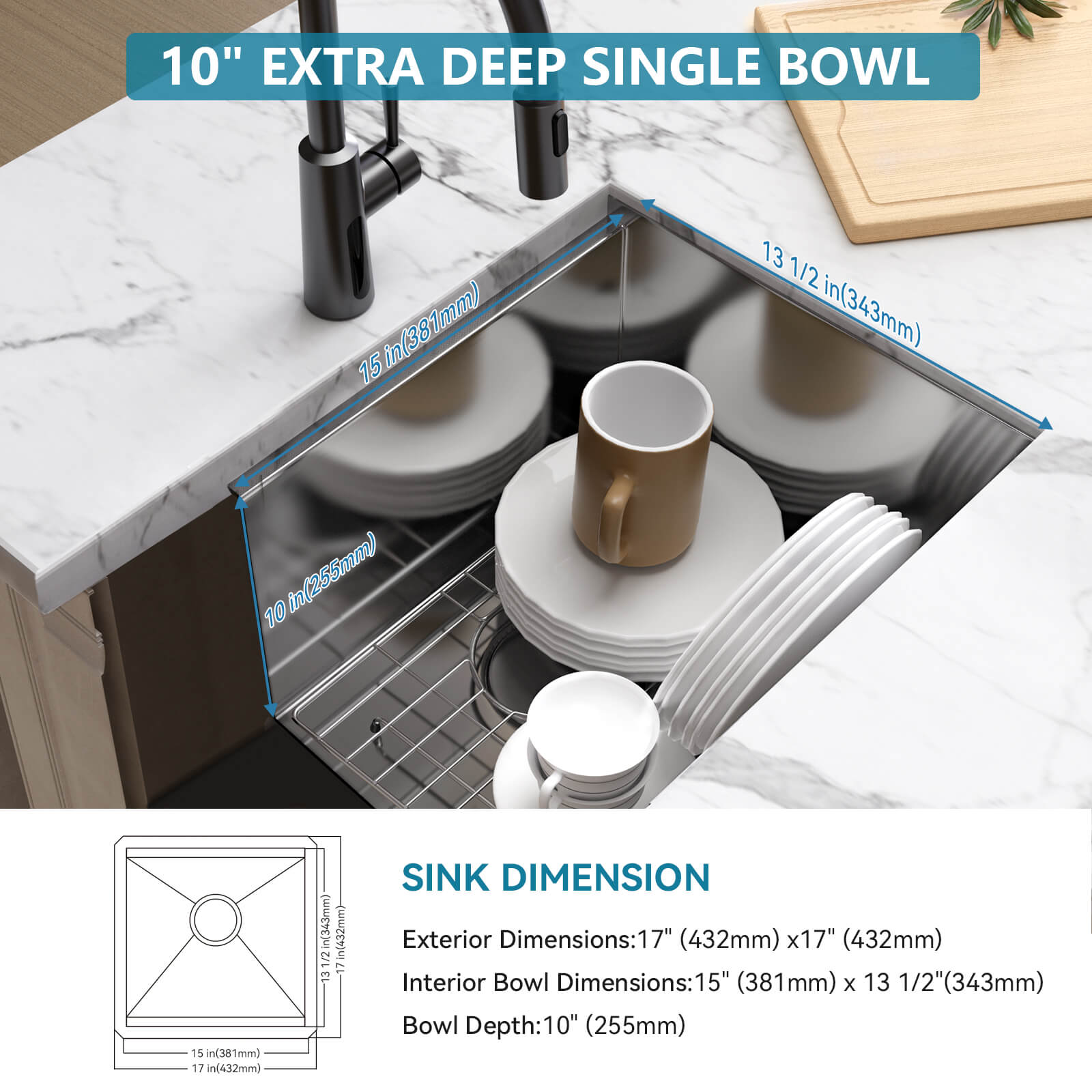 Lefton 17"x17" Undermount Stainless Steel Workstation RV & Kitchen Bar Sink with Accessories - BS2501 - Kitchen Sinks - Lefton Home