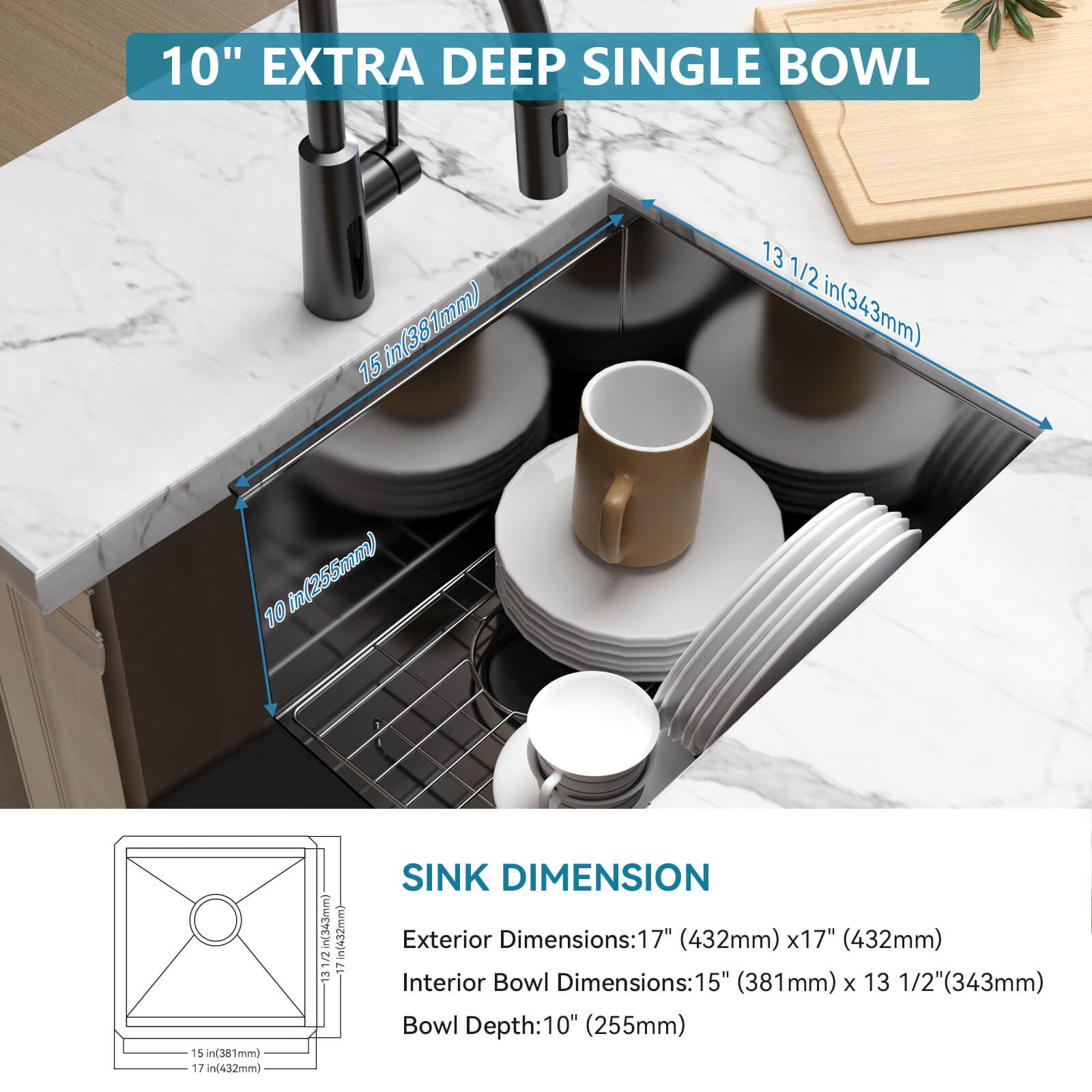 Lefton 17"x17" Undermount Stainless Steel Workstation RV & Kitchen Bar Sink with Accessories - BS2501 - Kitchen Sinks - Lefton Home