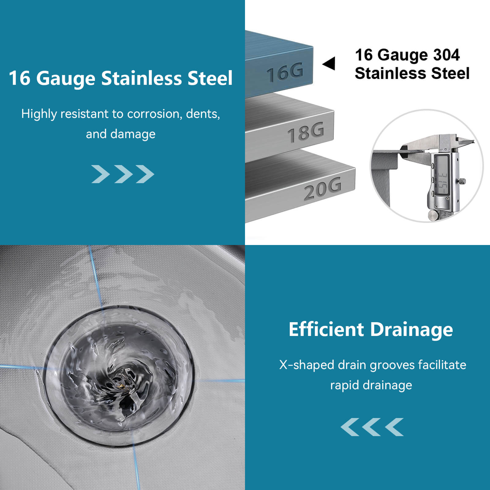 Lefton 17"x17" Undermount Stainless Steel Workstation RV & Kitchen Bar Sink with Accessories - BS2501 - Kitchen Sinks - Lefton Home