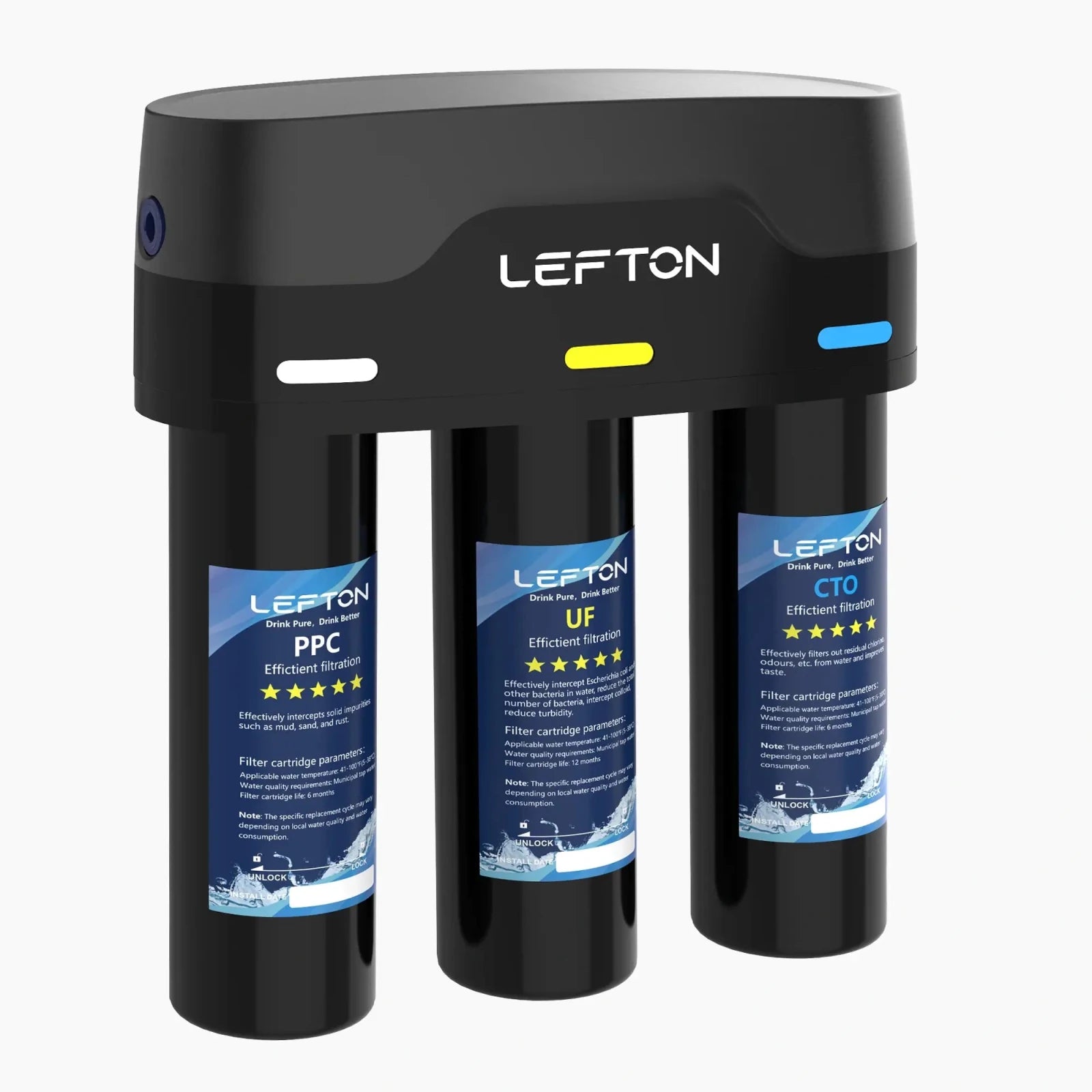 Lefton 3 - Stage Ultra Filtration Undersink Tankless Water Filtration System - WF01 - Water Filters - Lefton Home
